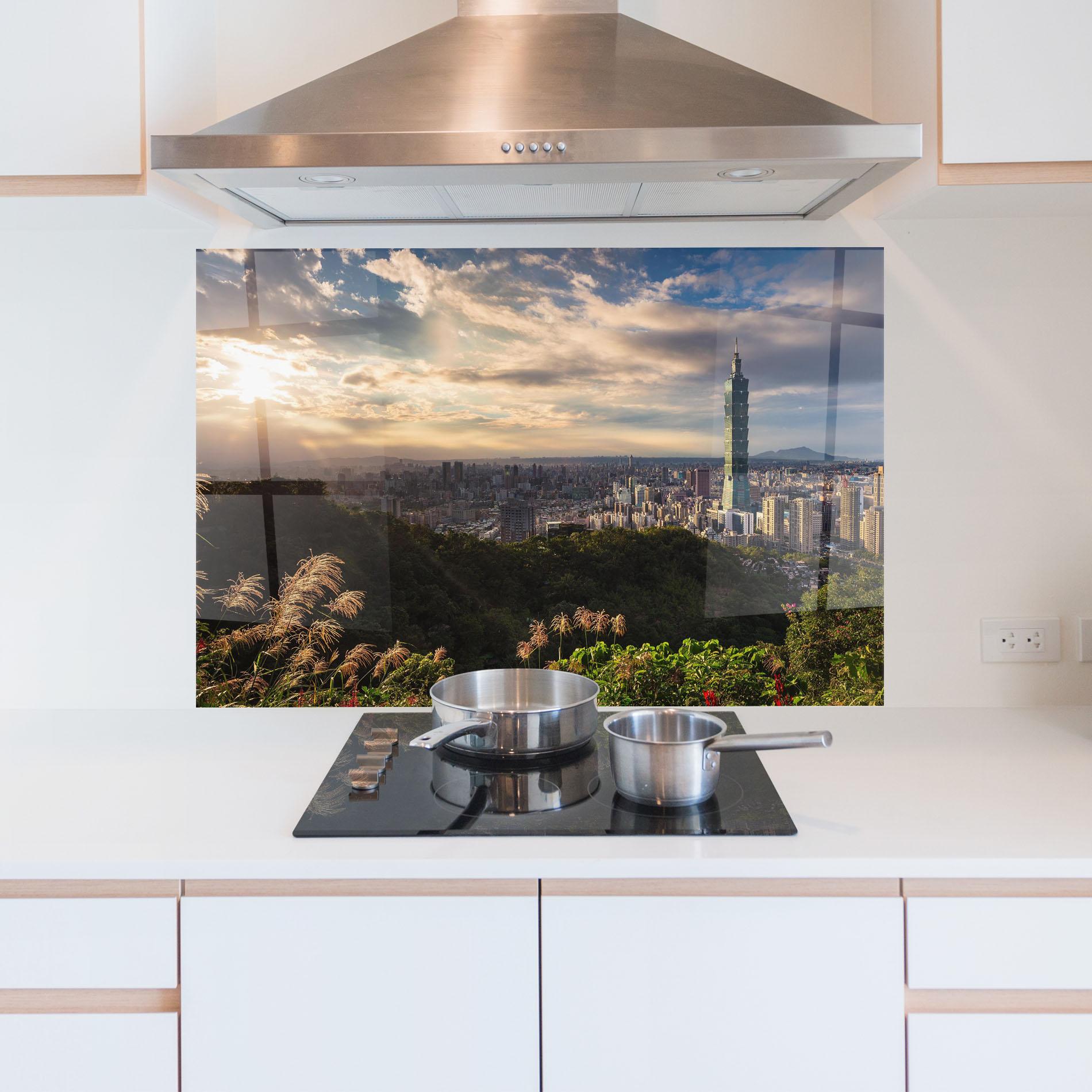 Panel Szklany do Kuchni Big Building Daylight mockup 5