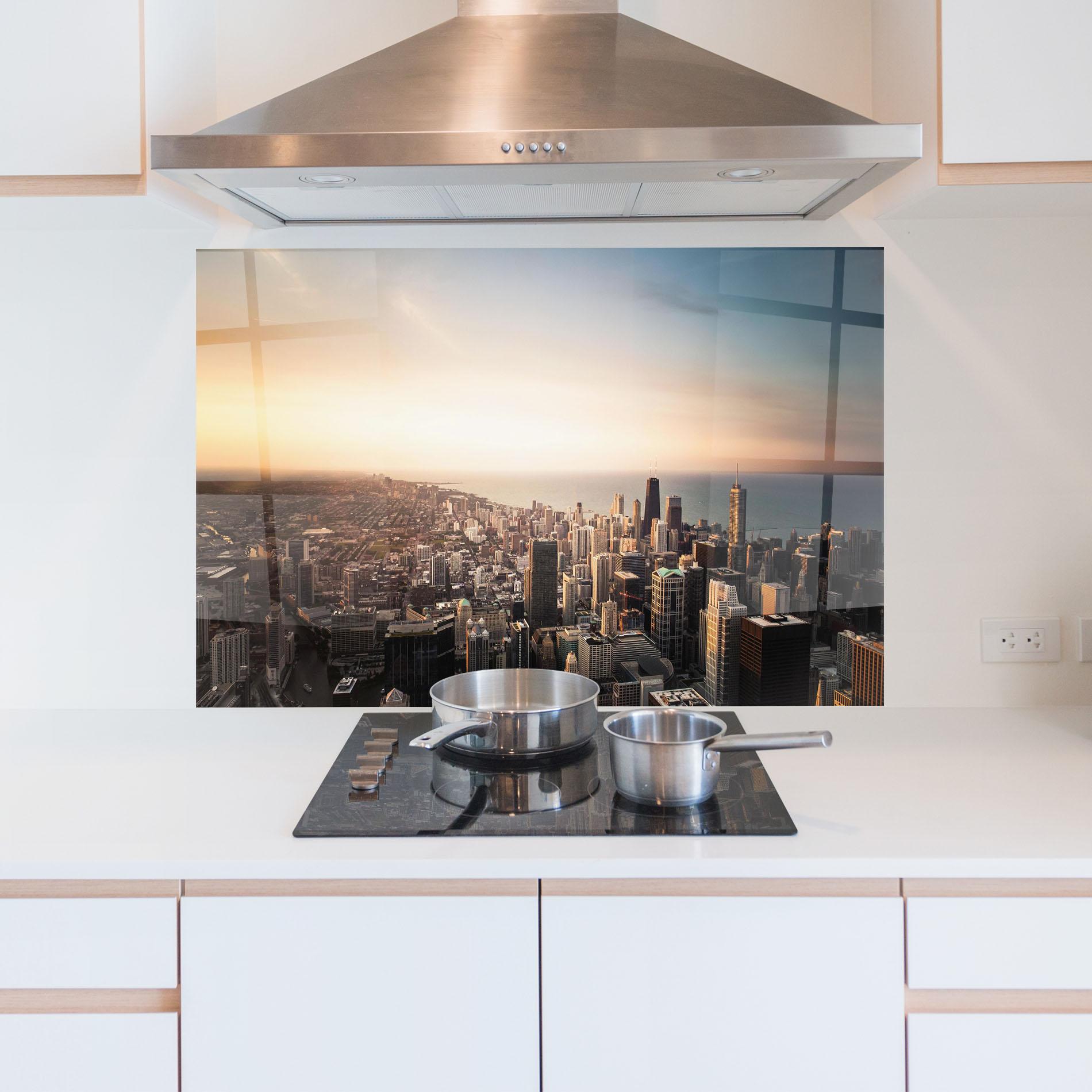 Panel Szklany do Kuchni City Buildings mockup 5