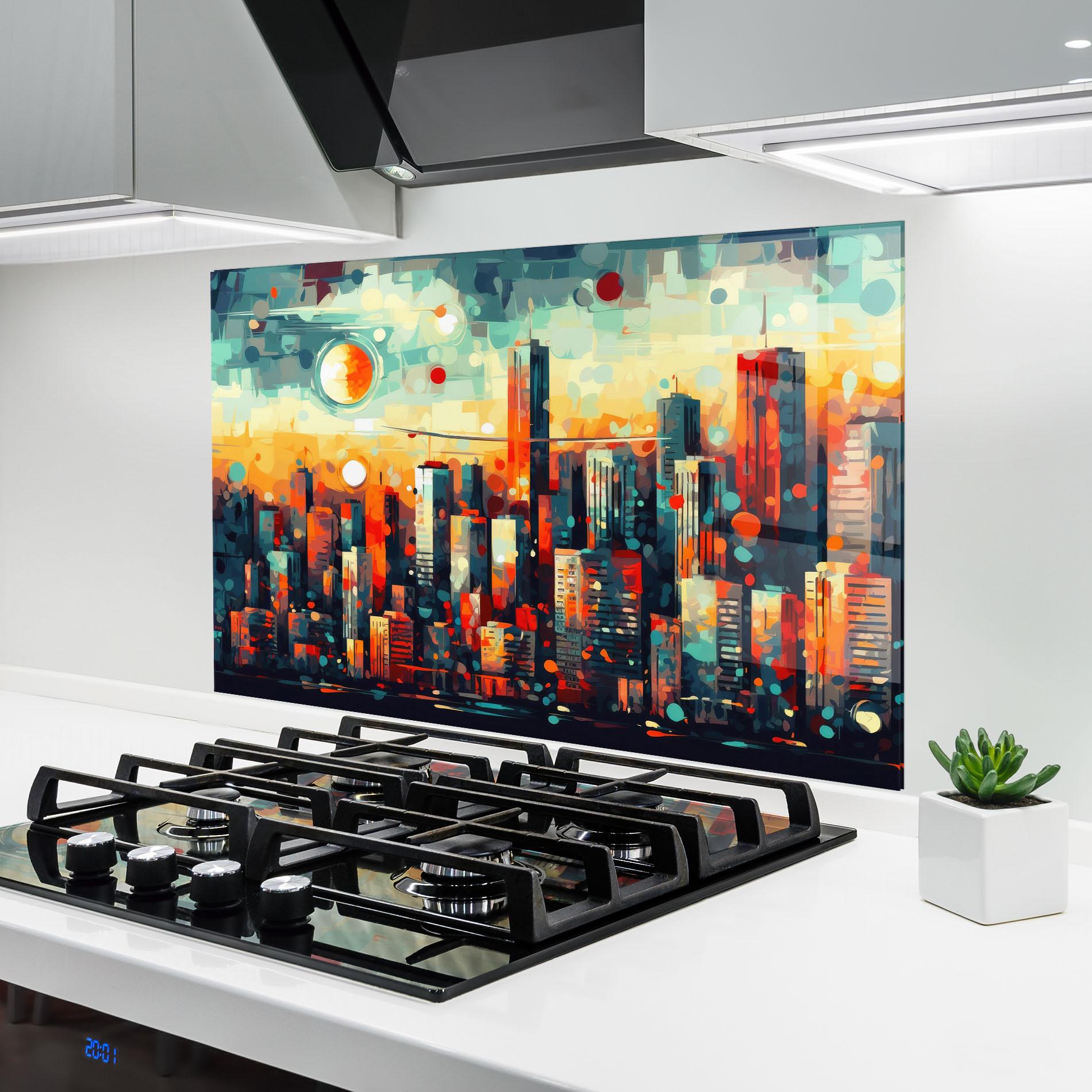 Panel Szklany do Kuchni Colorful City Painting mockup 6