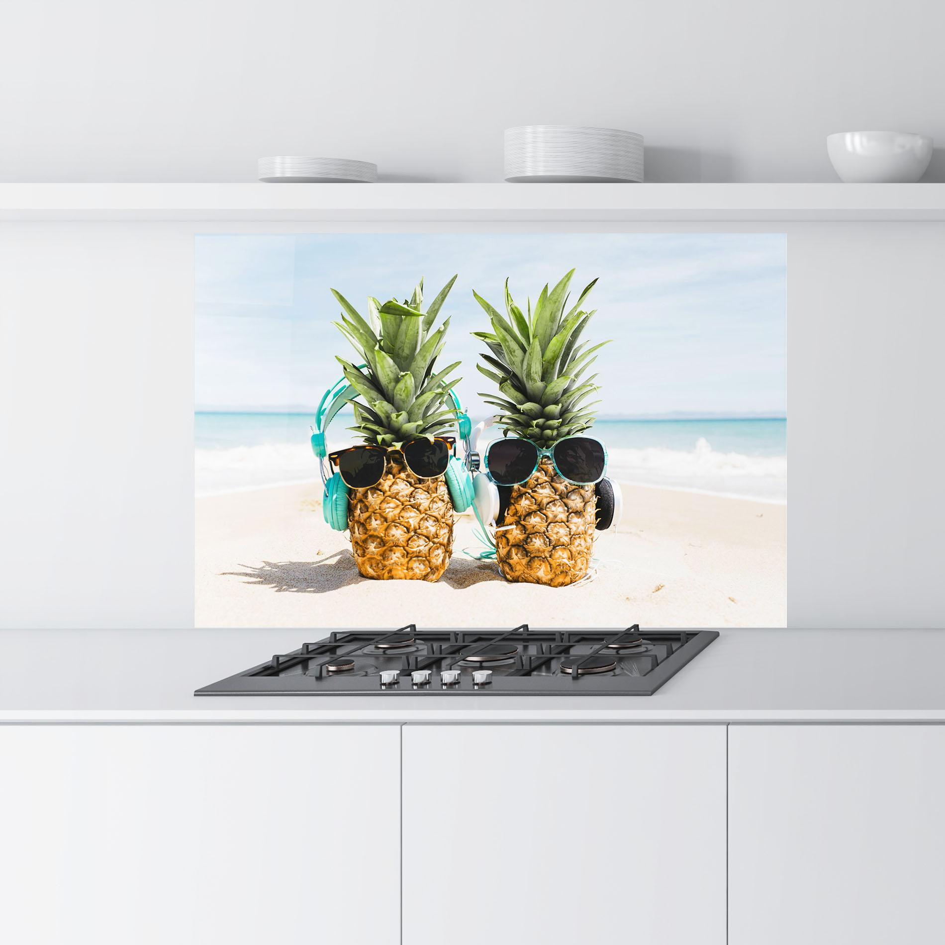 Panel Szklany do Kuchni Pineapples With Sunglasses mockup 9
