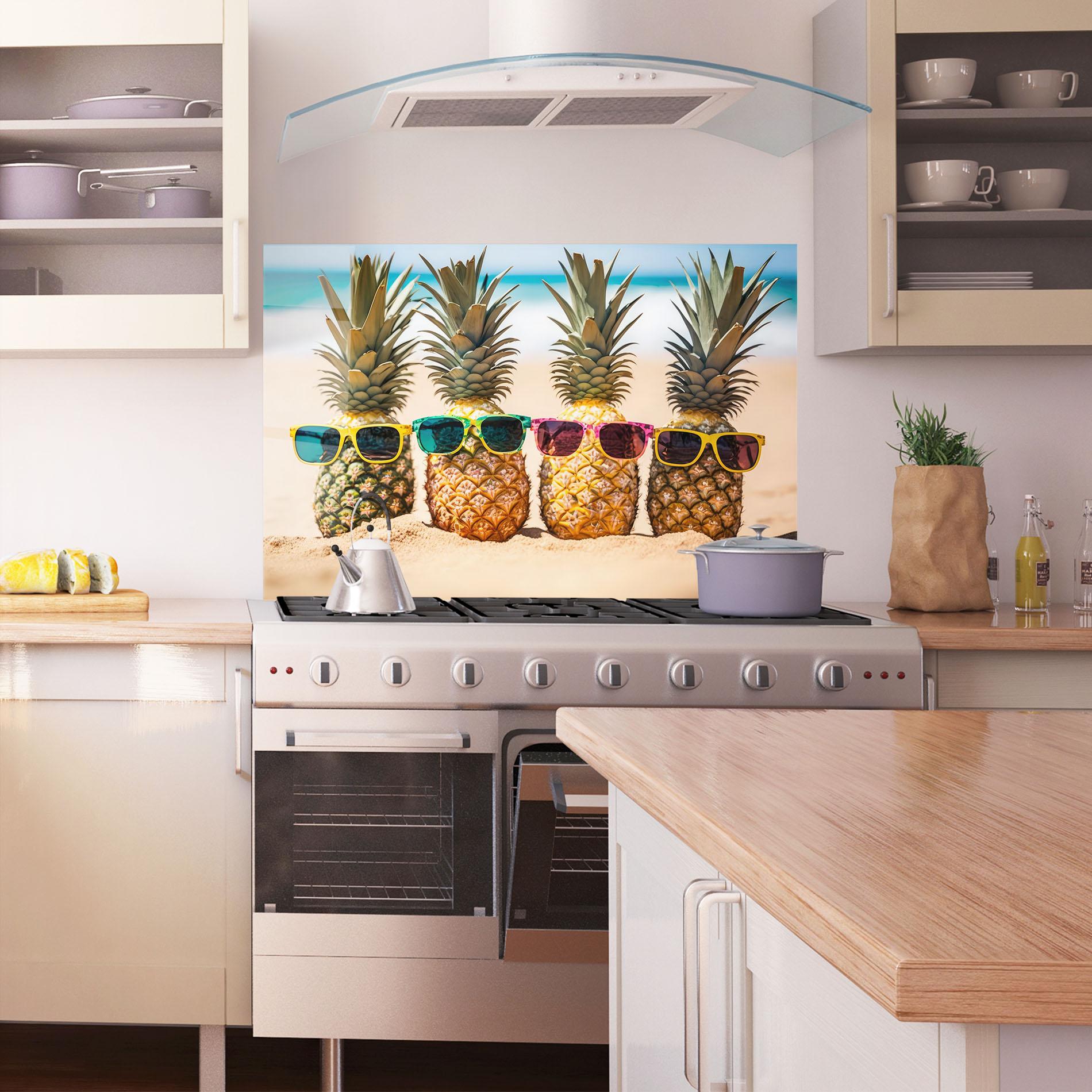 Panel Szklany do Kuchni Five Pineapples mockup 1