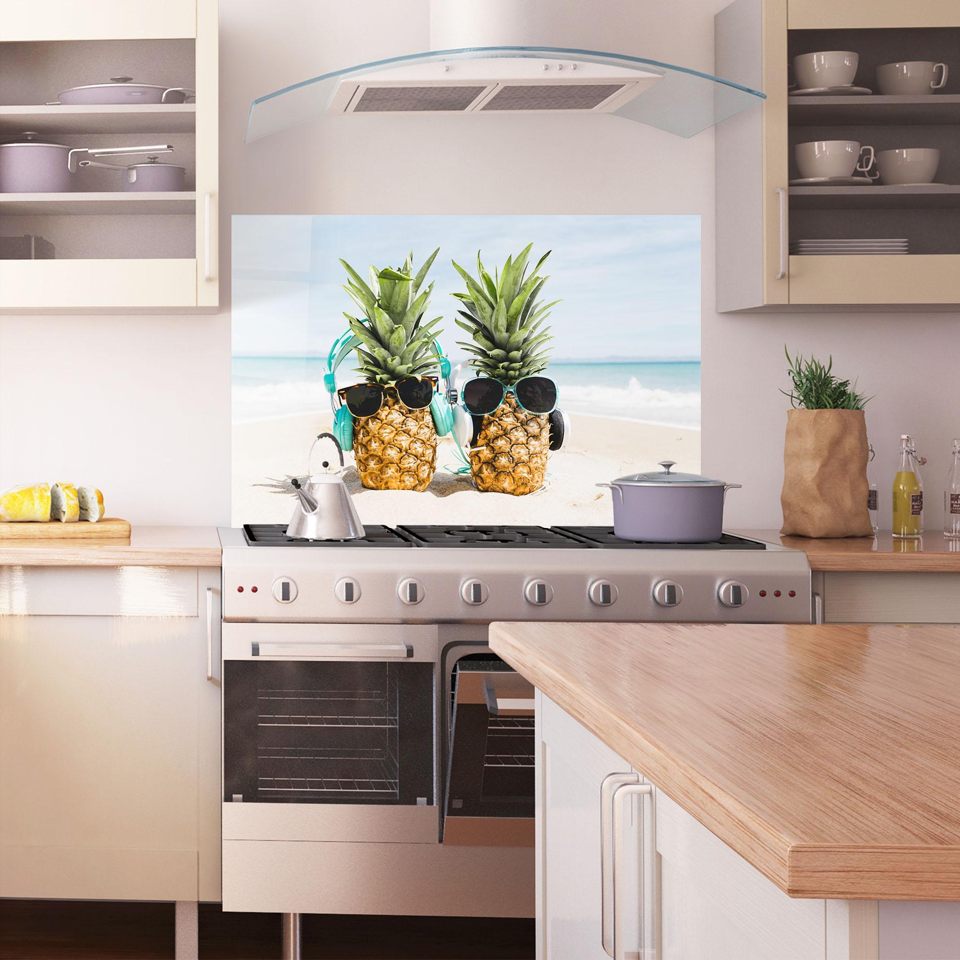 Panel Szklany do Kuchni Pineapples With Sunglasses mockup 1