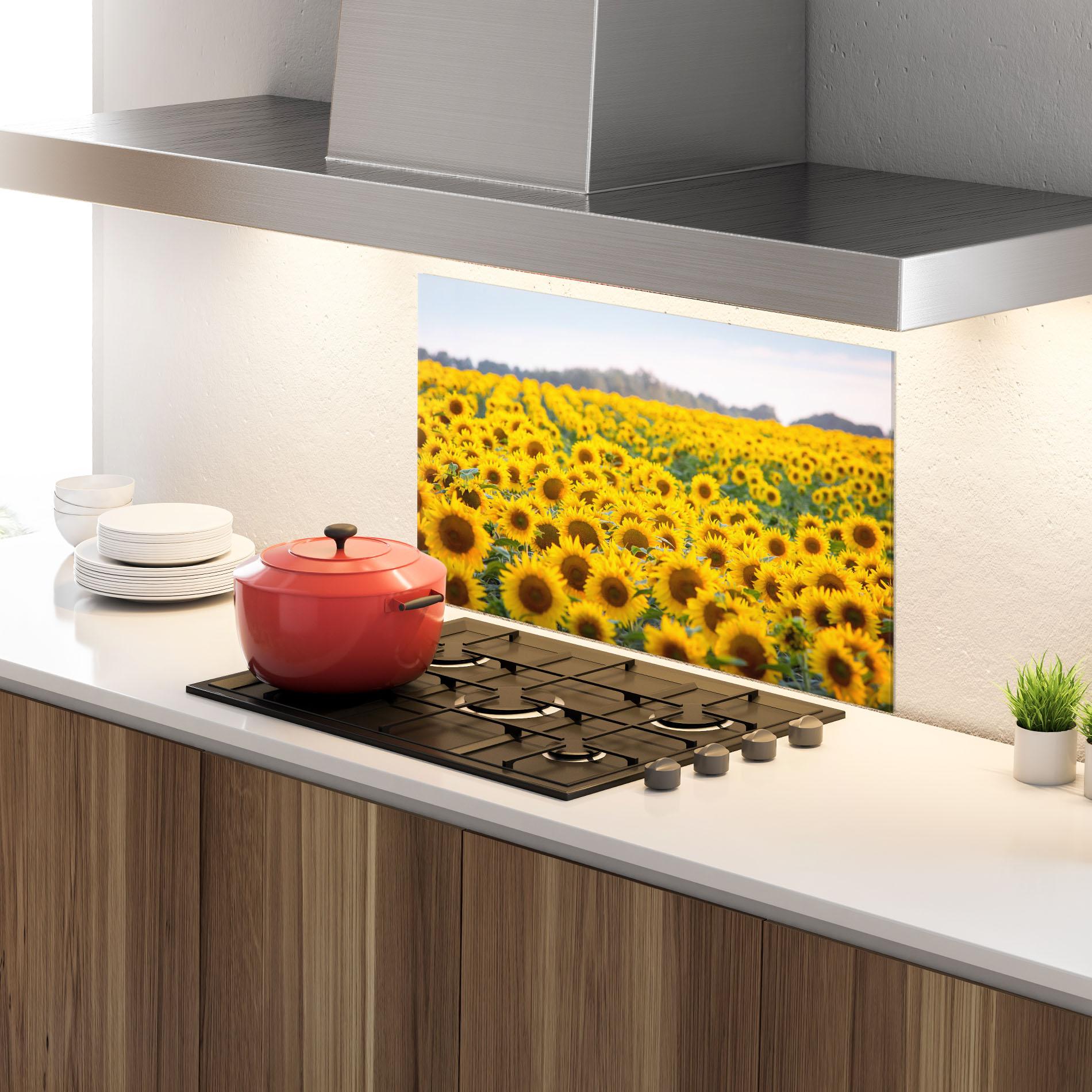 Panel Szklany do Kuchni Blooming Sunflowers mockup 4