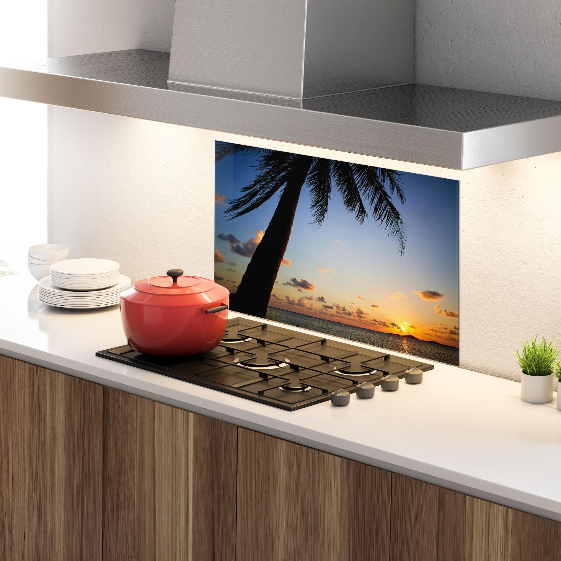 Panel Szklany do Kuchni Palm Tree Silhouette mockup 4