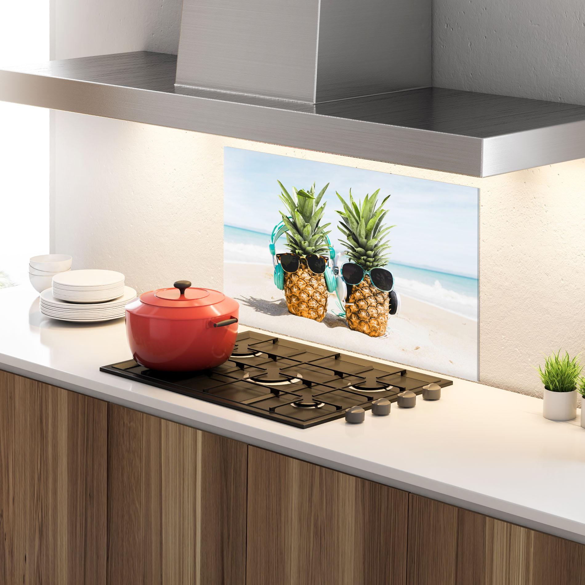 Panel Szklany do Kuchni Pineapples With Sunglasses mockup 4