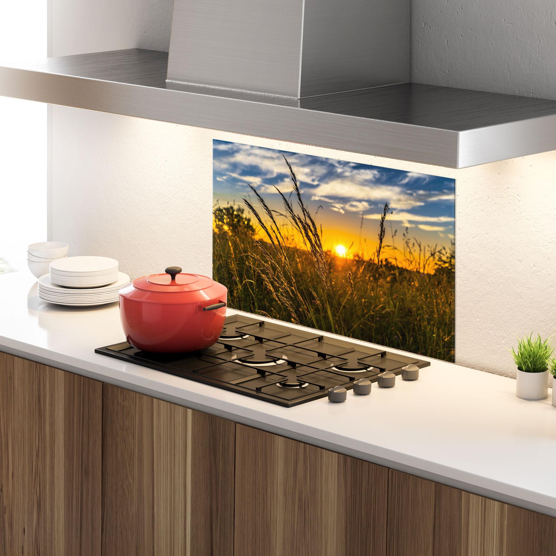 Panel Szklany do Kuchni Wheat Sunset mockup 4
