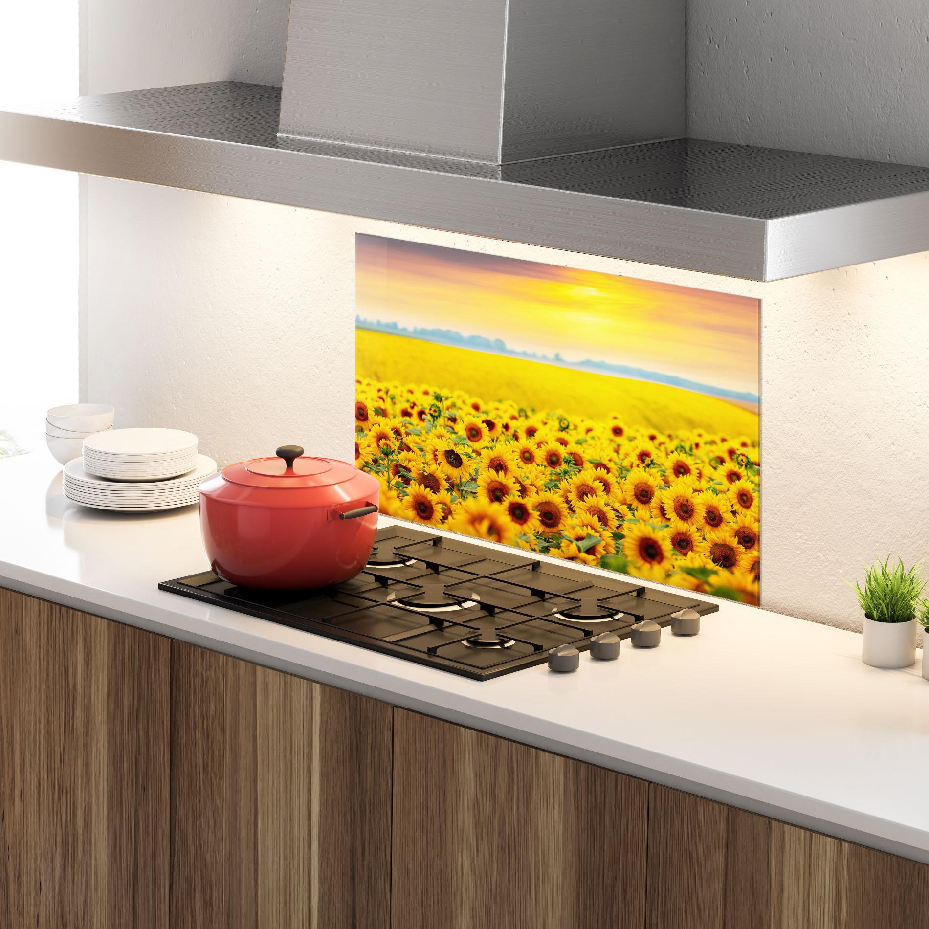 Panel Szklany do Kuchni Yellow Sunflowers mockup 4