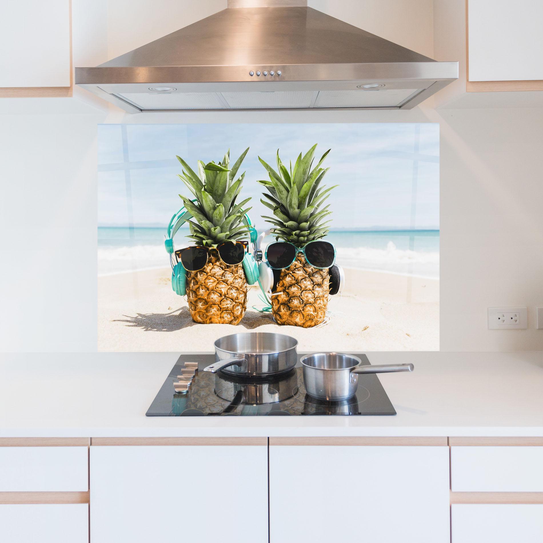 Panel Szklany do Kuchni Pineapples With Sunglasses mockup 5
