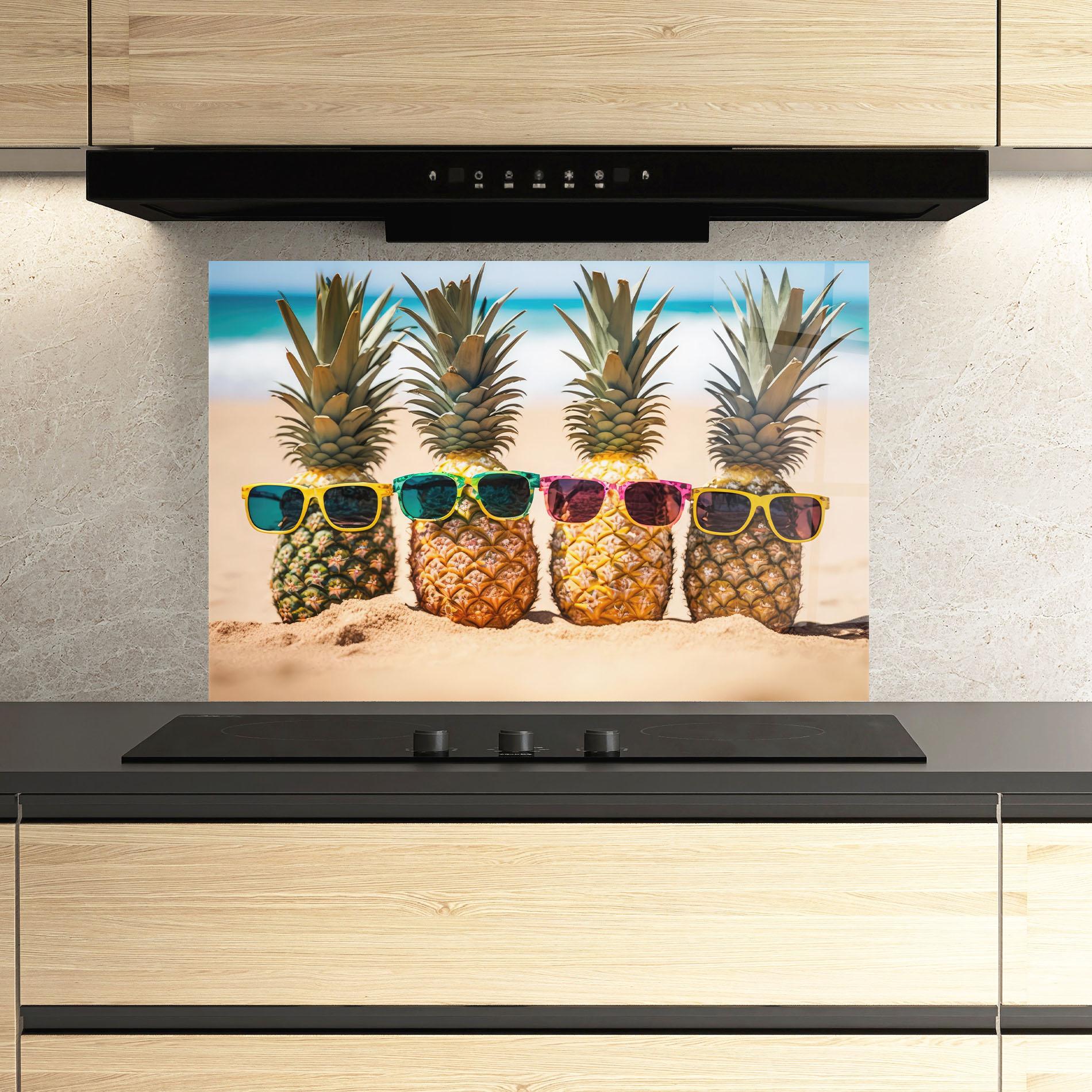 Panel Szklany do Kuchni Five Pineapples mockup 3