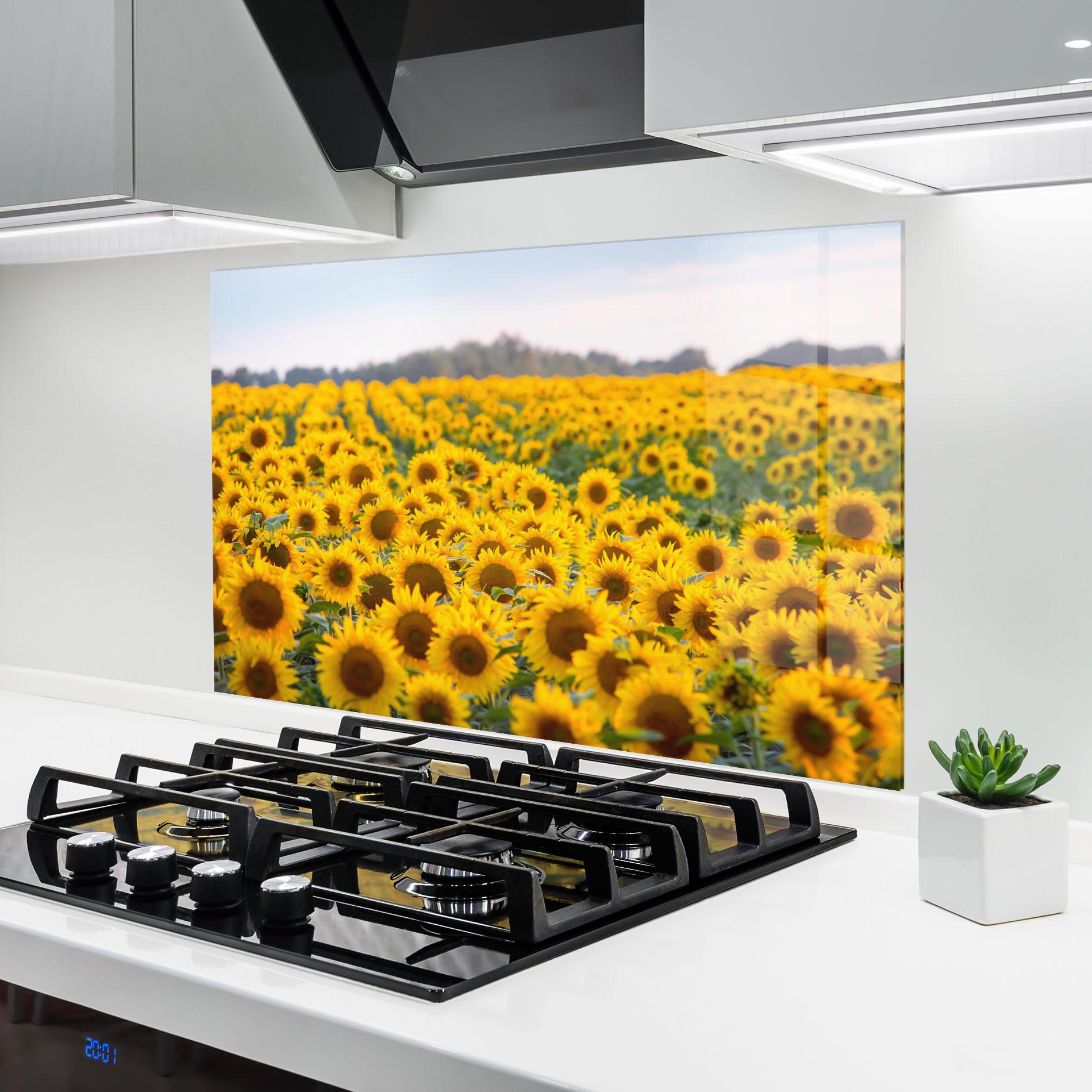 Panel Szklany do Kuchni Blooming Sunflowers mockup 6