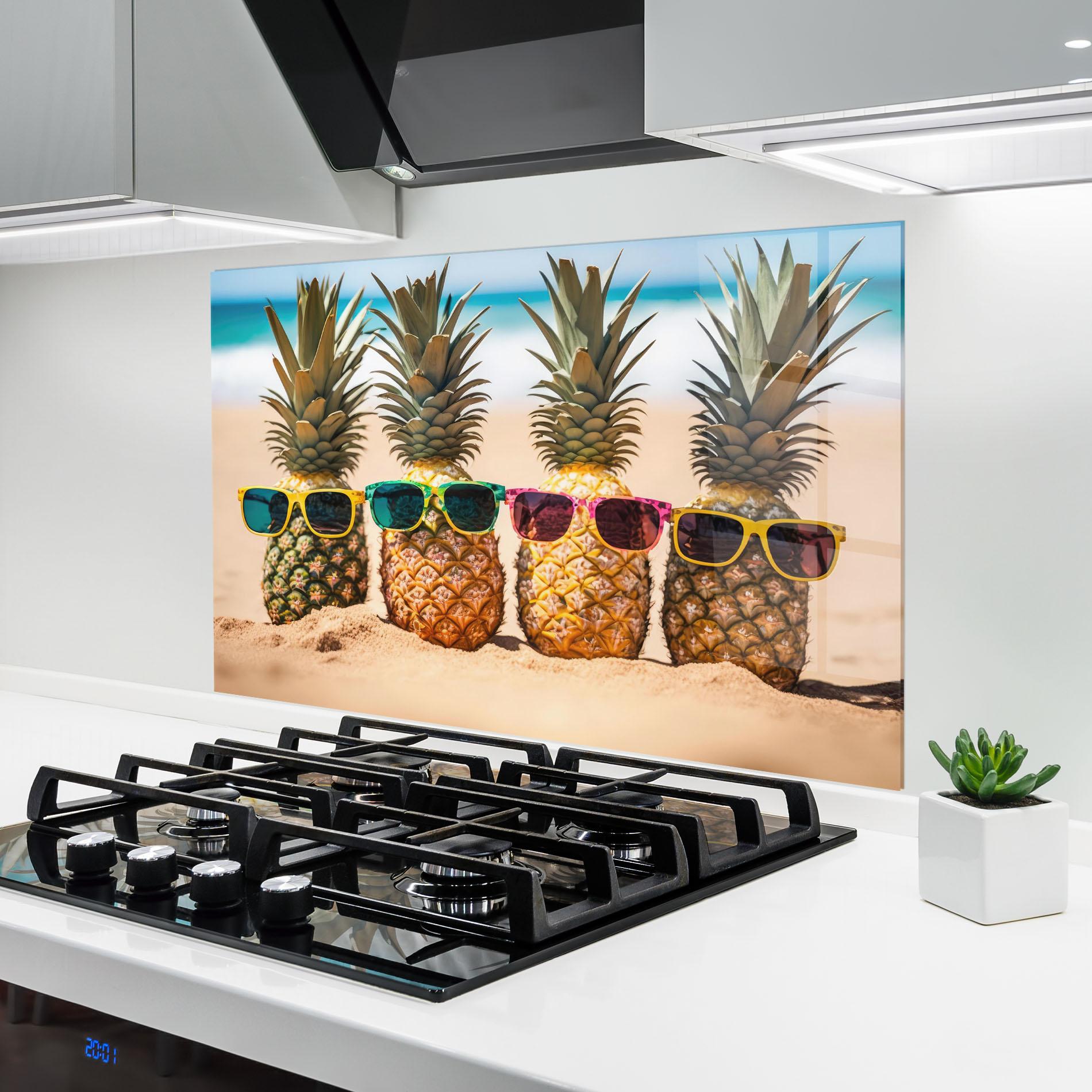 Panel Szklany do Kuchni Five Pineapples mockup 6