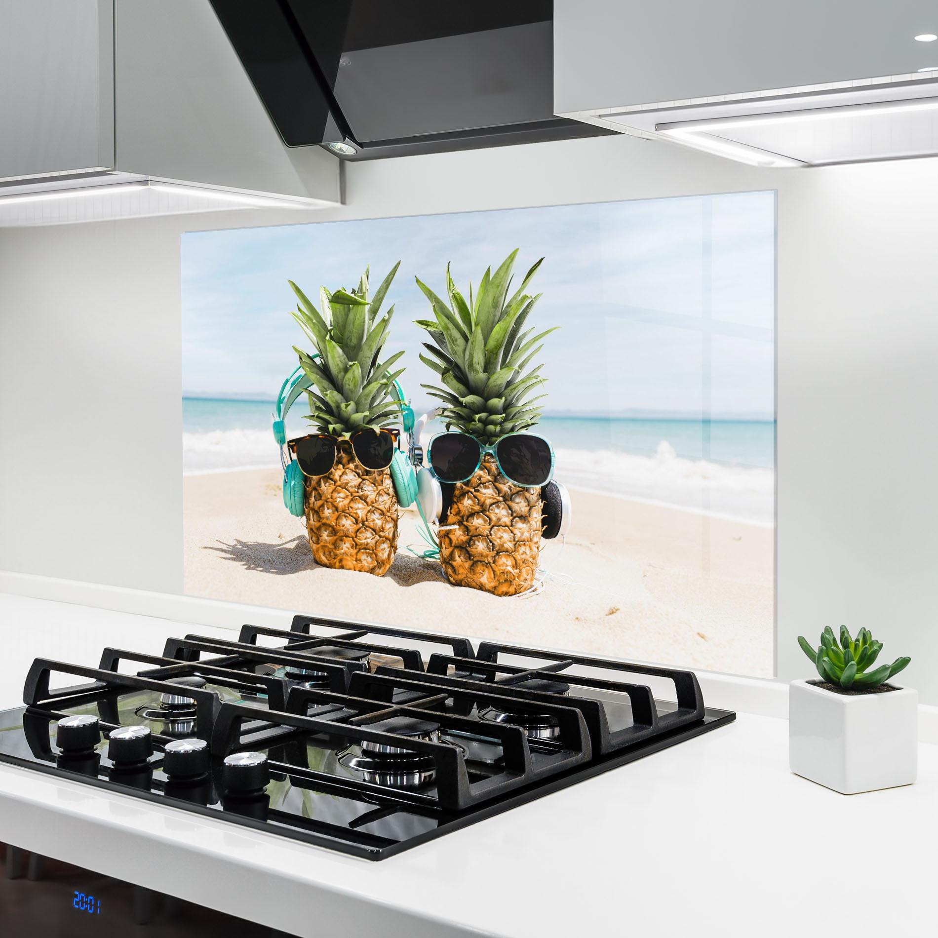 Panel Szklany do Kuchni Pineapples With Sunglasses mockup 6