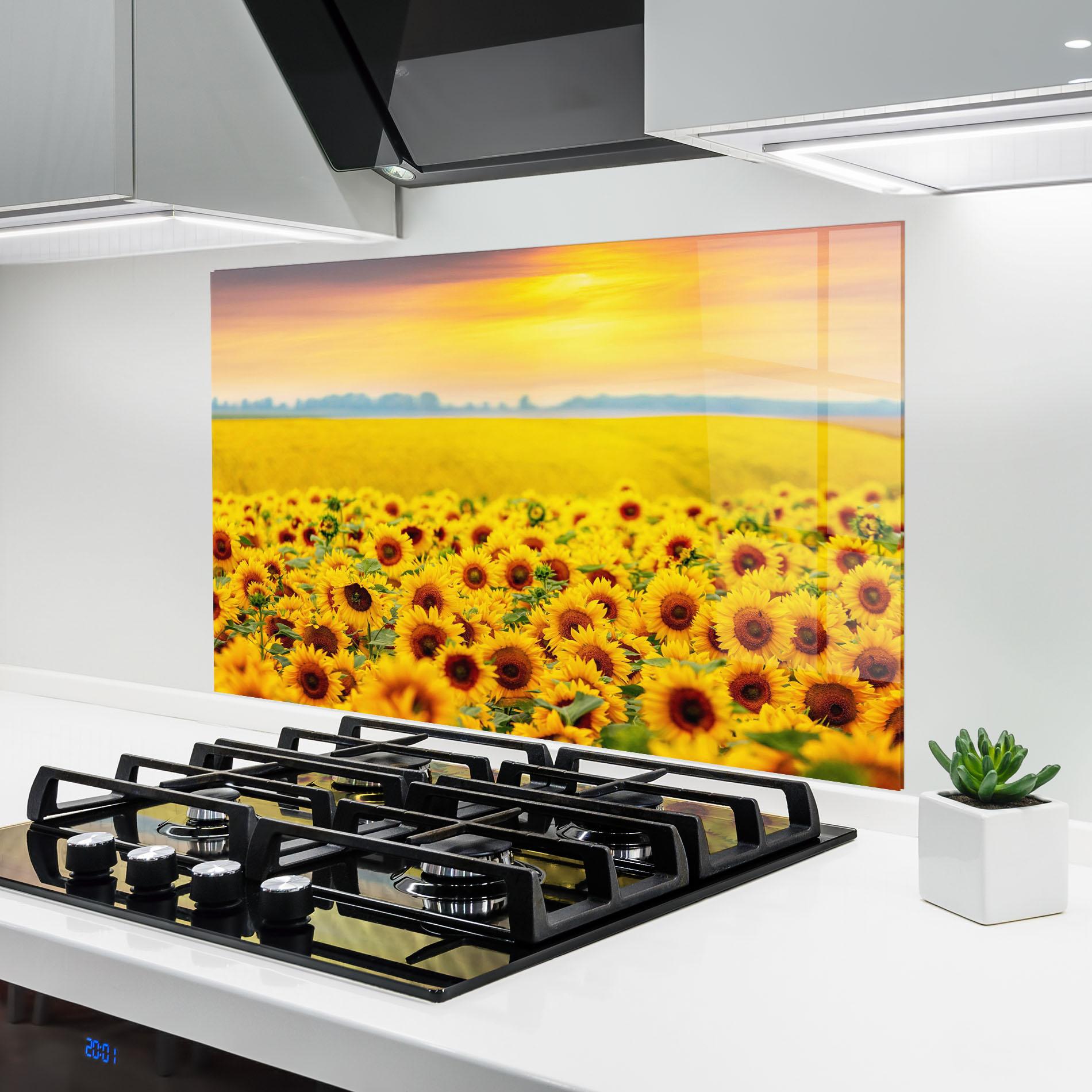 Panel Szklany do Kuchni Yellow Sunflowers mockup 6