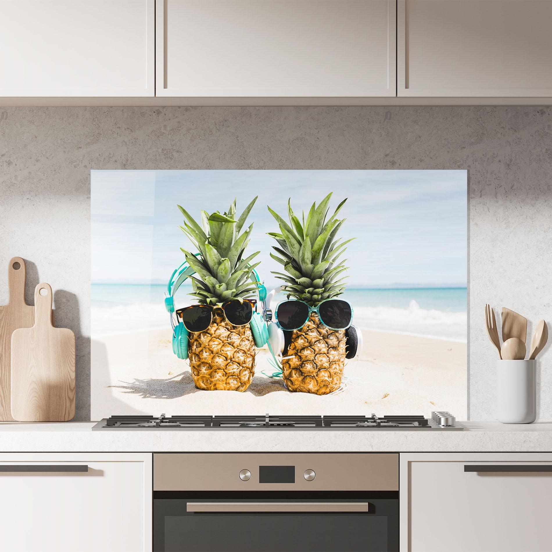 Panel Szklany do Kuchni Pineapples With Sunglasses mockup 7