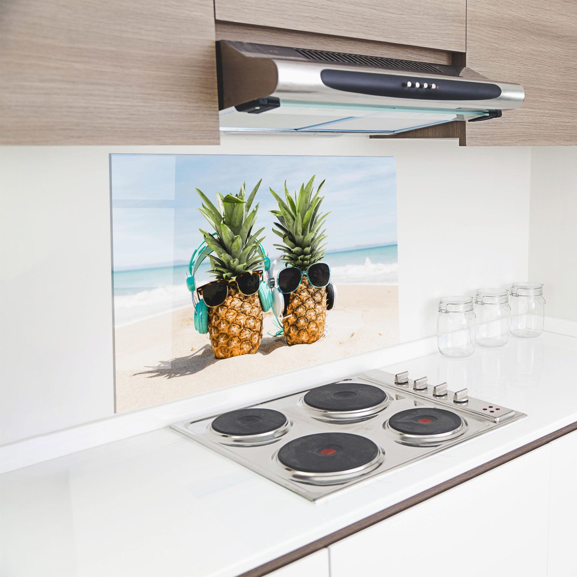 Panel Szklany do Kuchni Pineapples With Sunglasses mockup 8