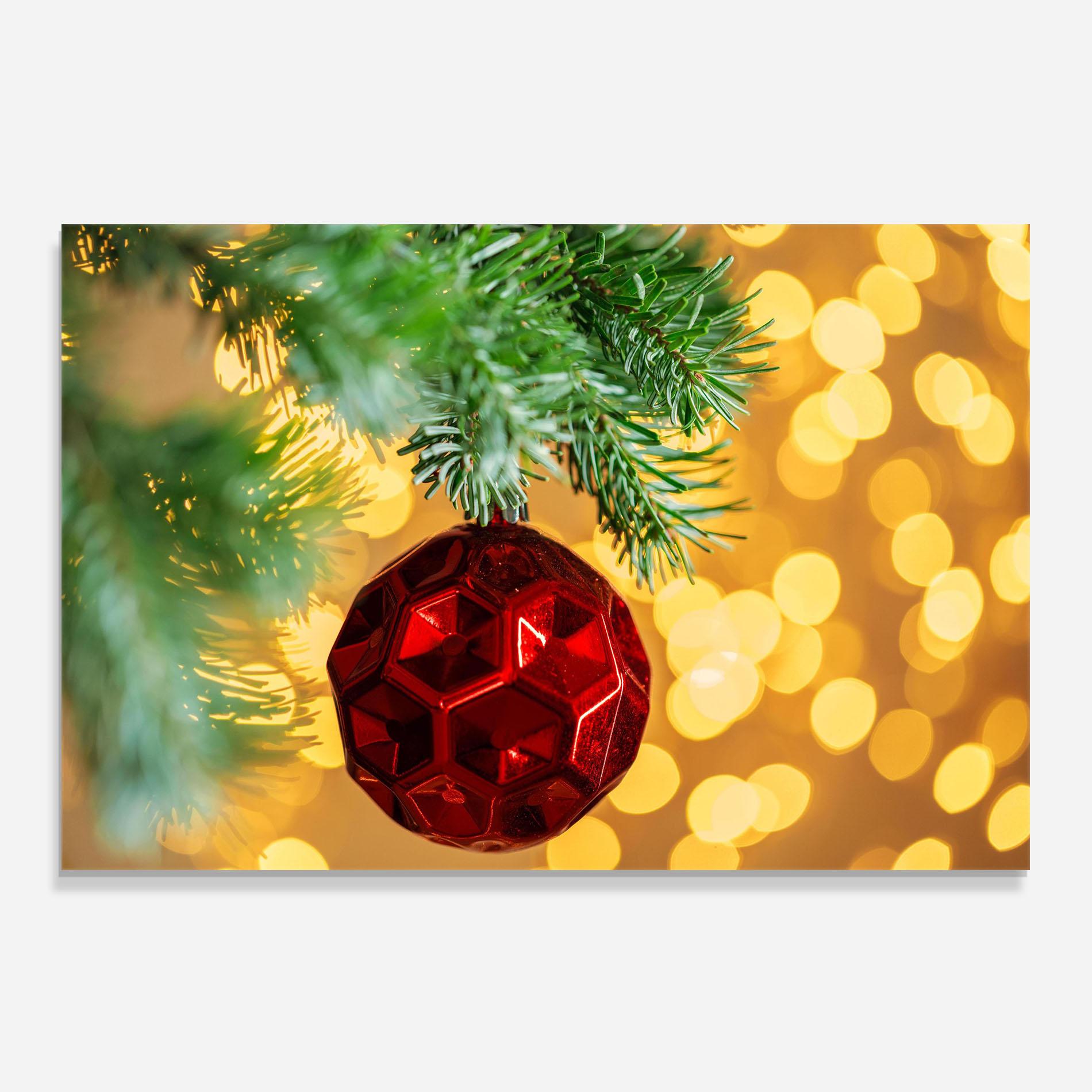 Panel Szklany do Kuchni Red Christmas Ball mockup 0