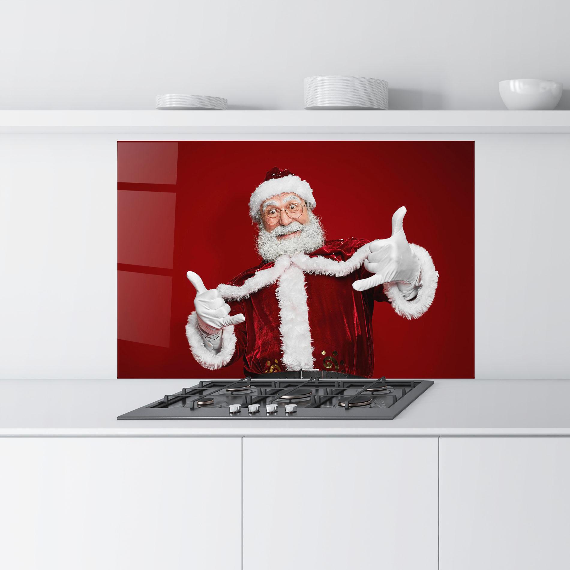 Panel Szklany do Kuchni Cool Santa Claus mockup 9