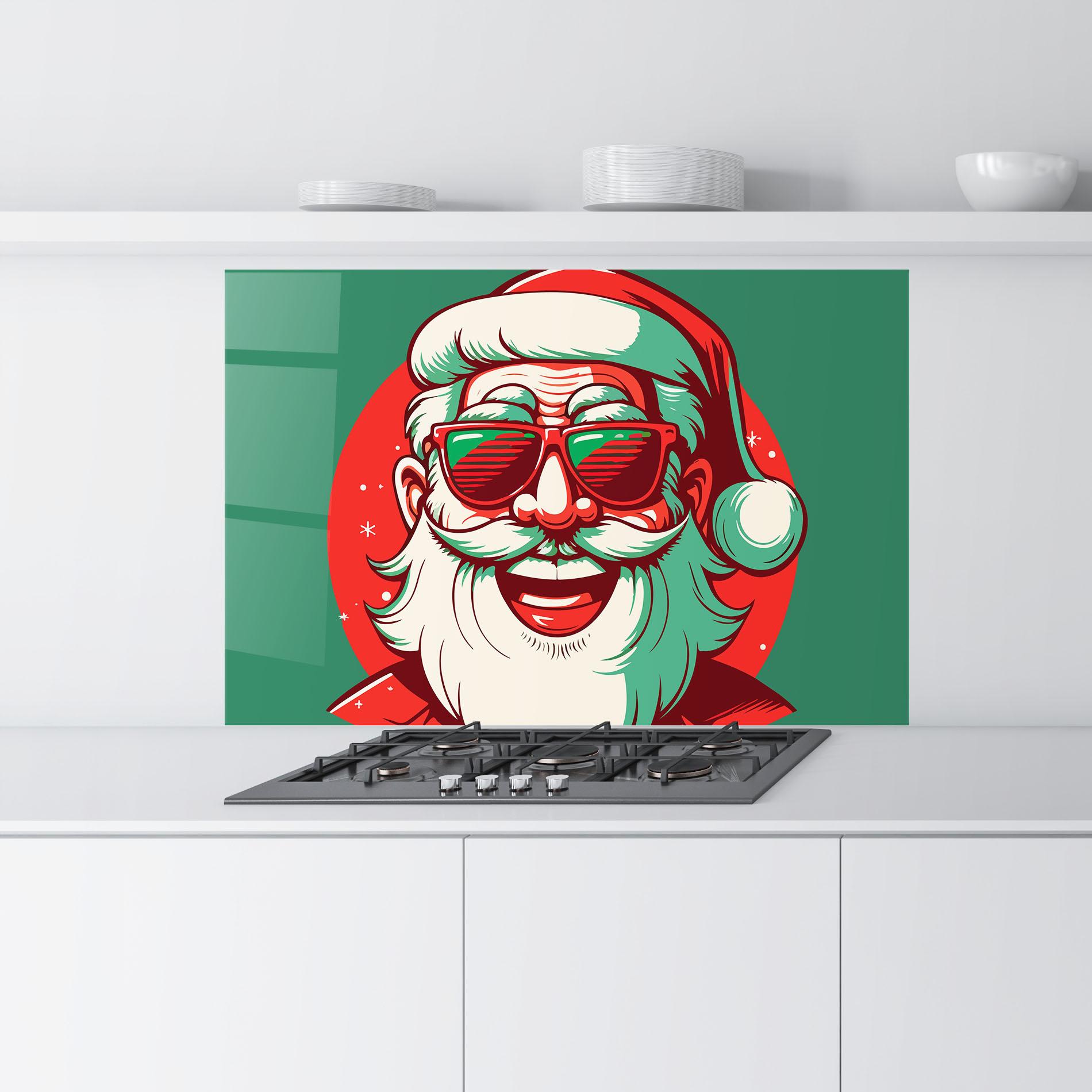 Panel Szklany do Kuchni Crazy Smile Santa mockup 9
