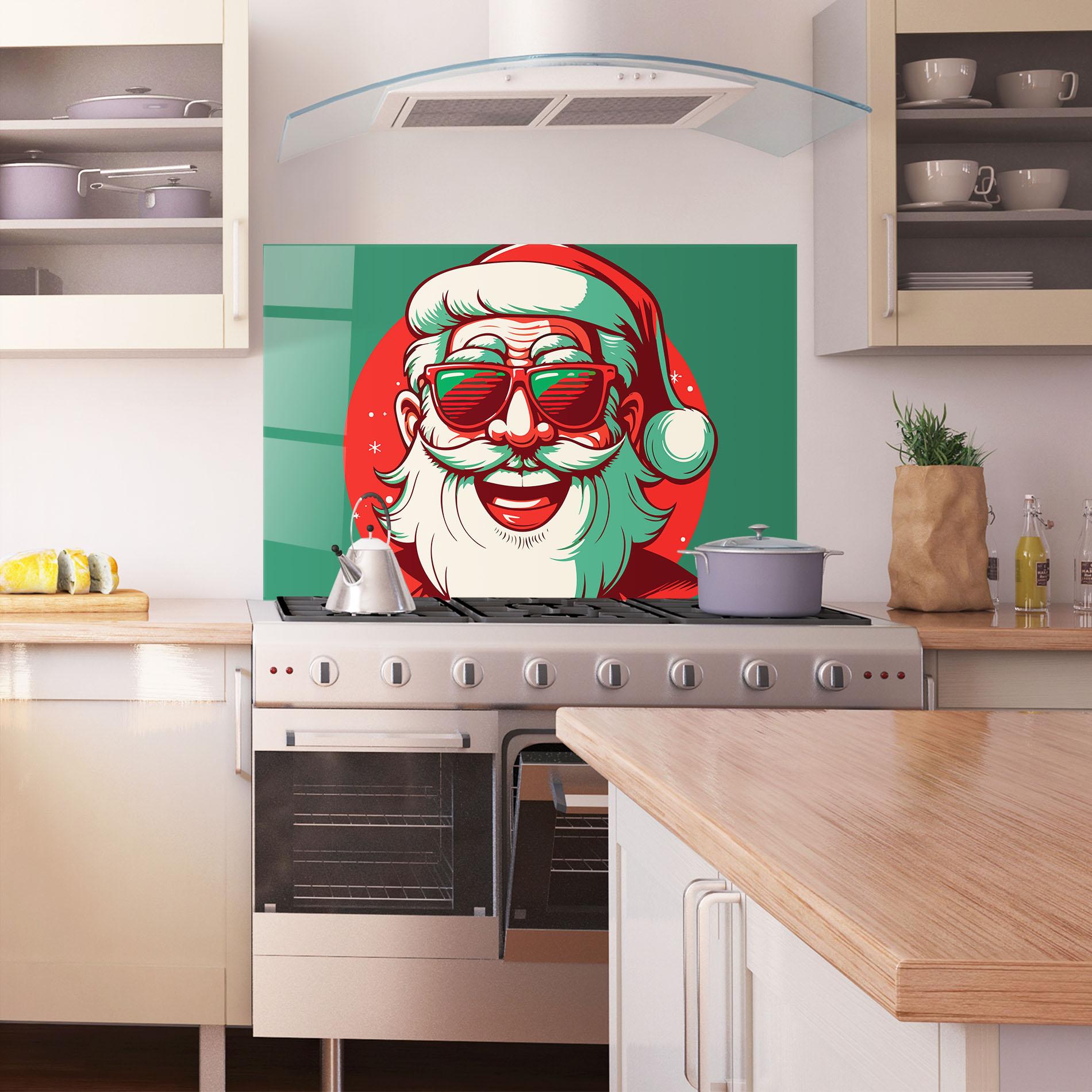 Panel Szklany do Kuchni Crazy Smile Santa mockup 1