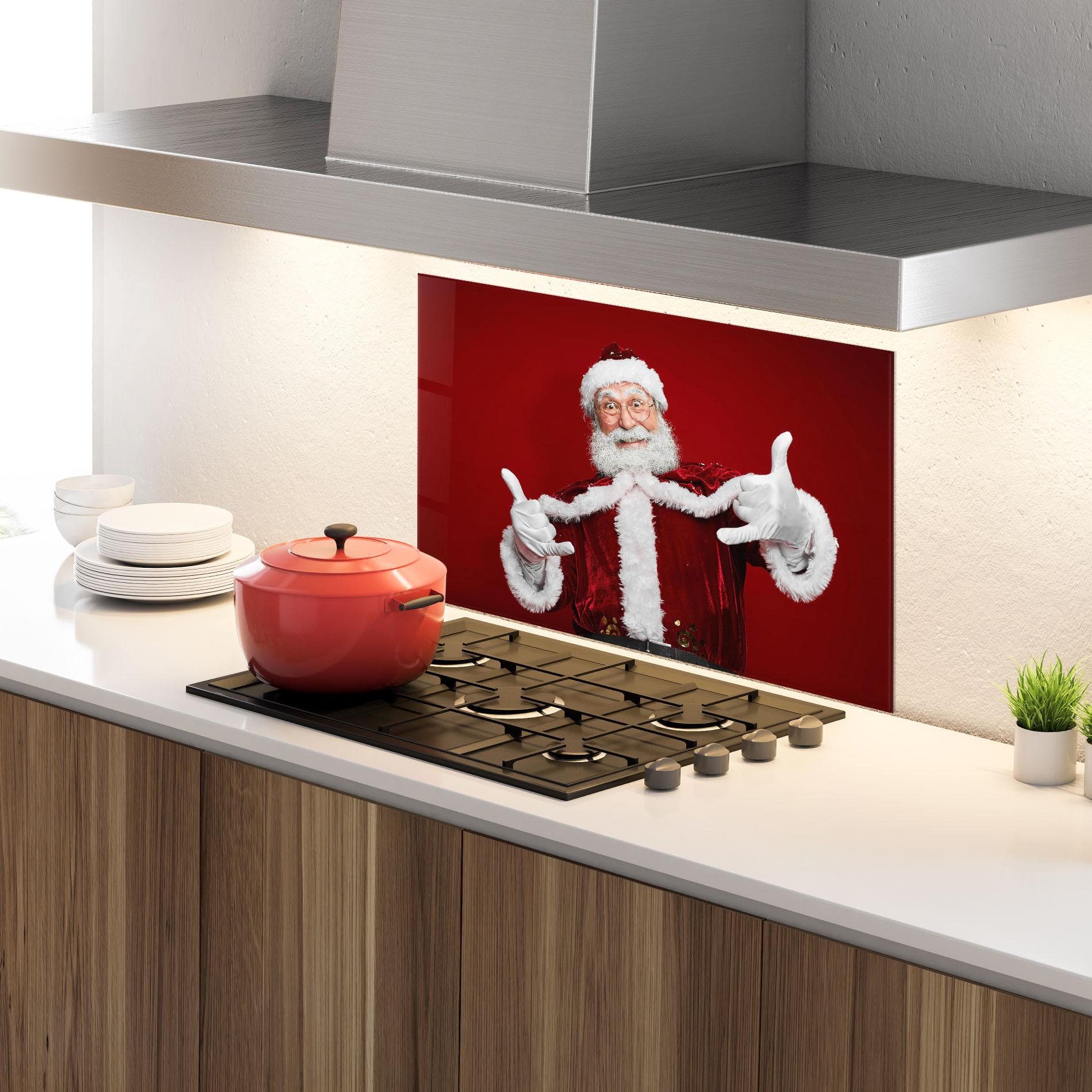 Panel Szklany do Kuchni Cool Santa Claus mockup 4