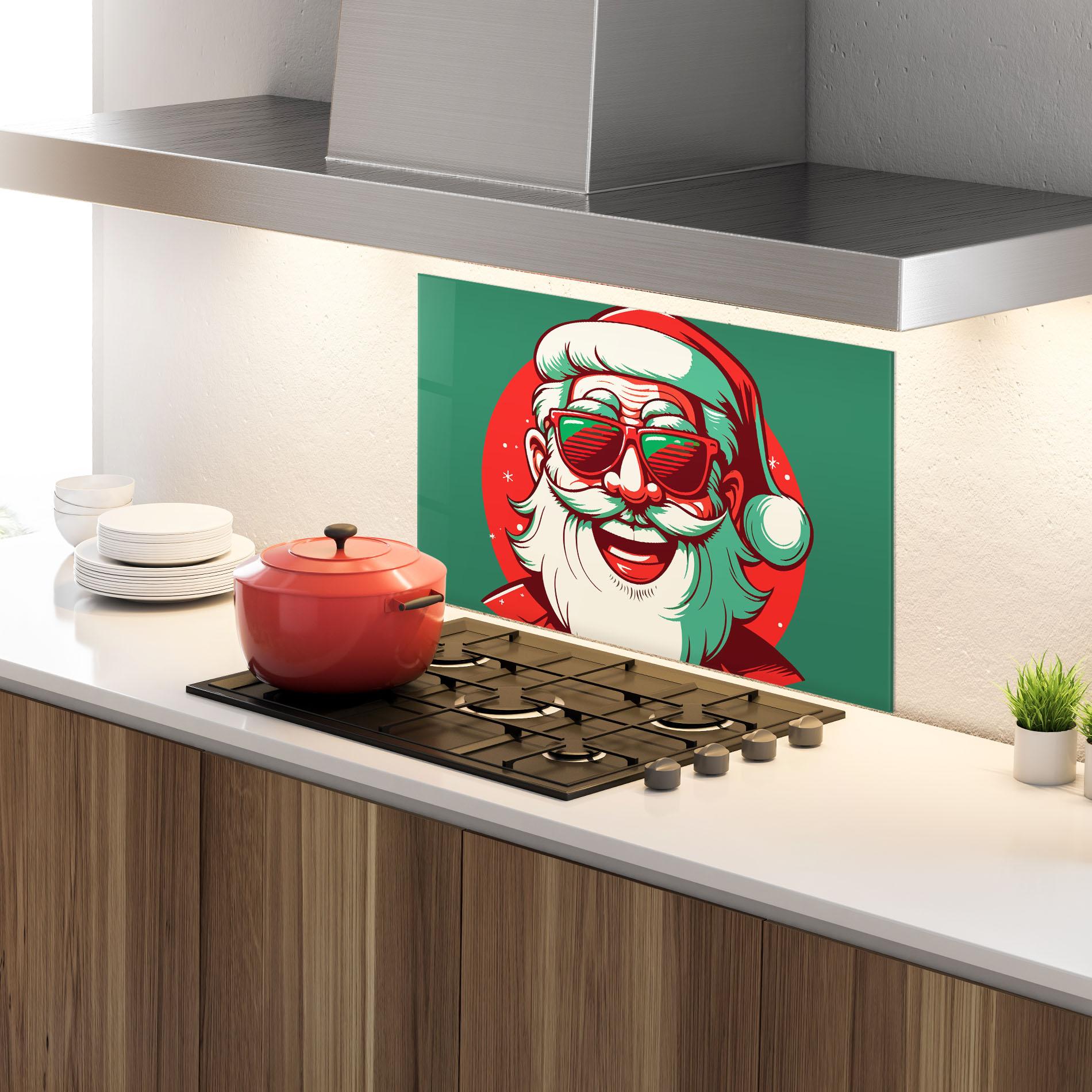 Panel Szklany do Kuchni Crazy Smile Santa mockup 4