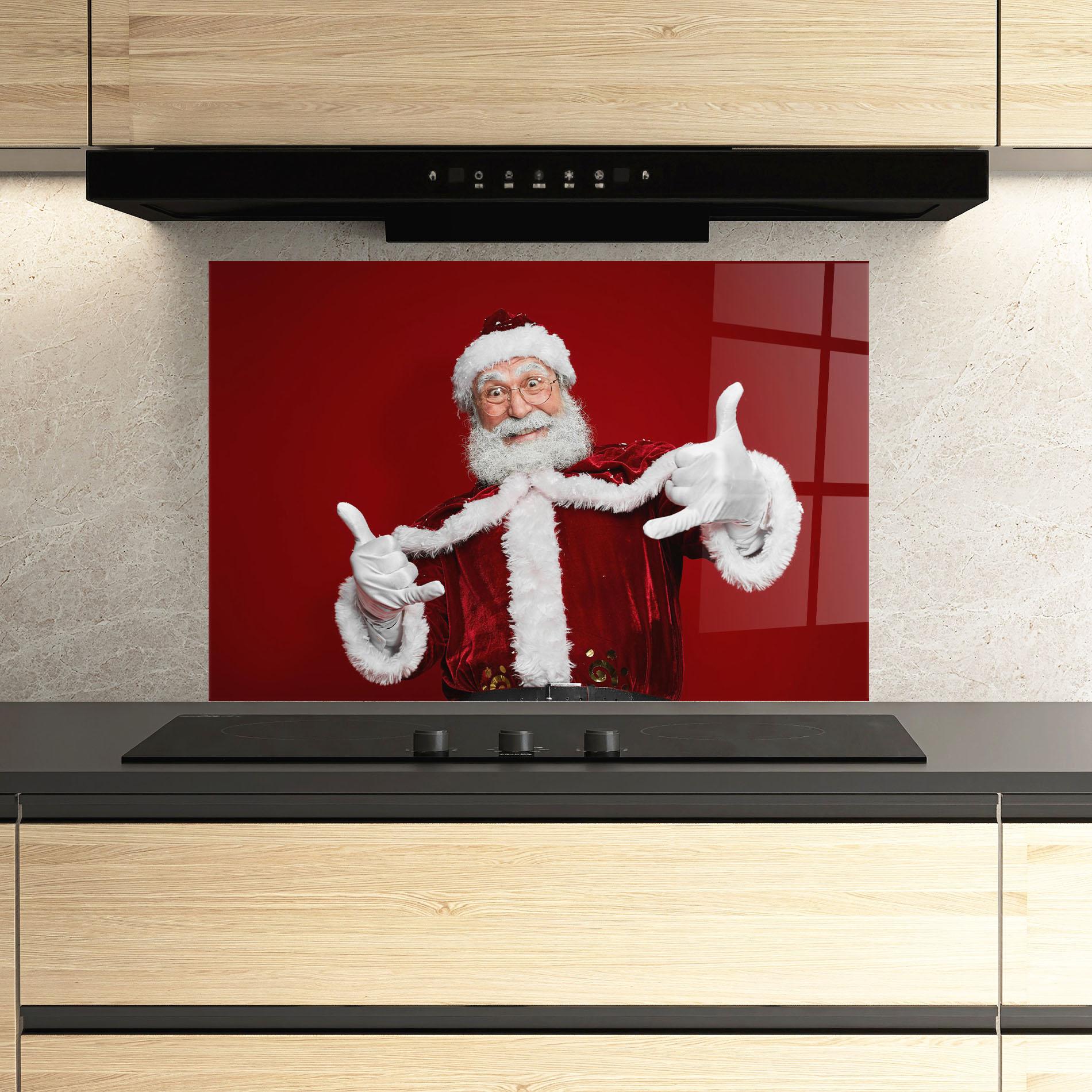 Panel Szklany do Kuchni Cool Santa Claus mockup 3