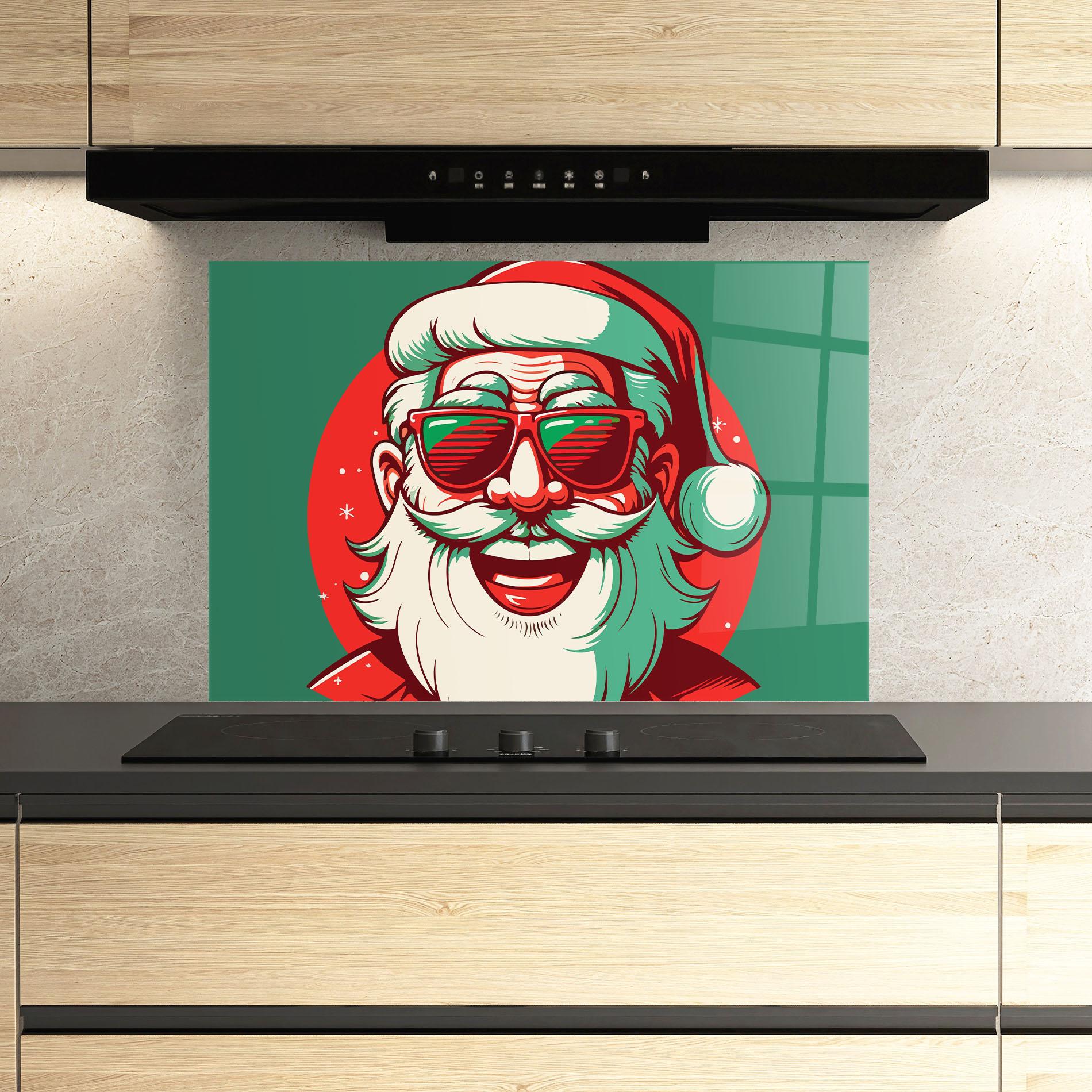 Panel Szklany do Kuchni Crazy Smile Santa mockup 3