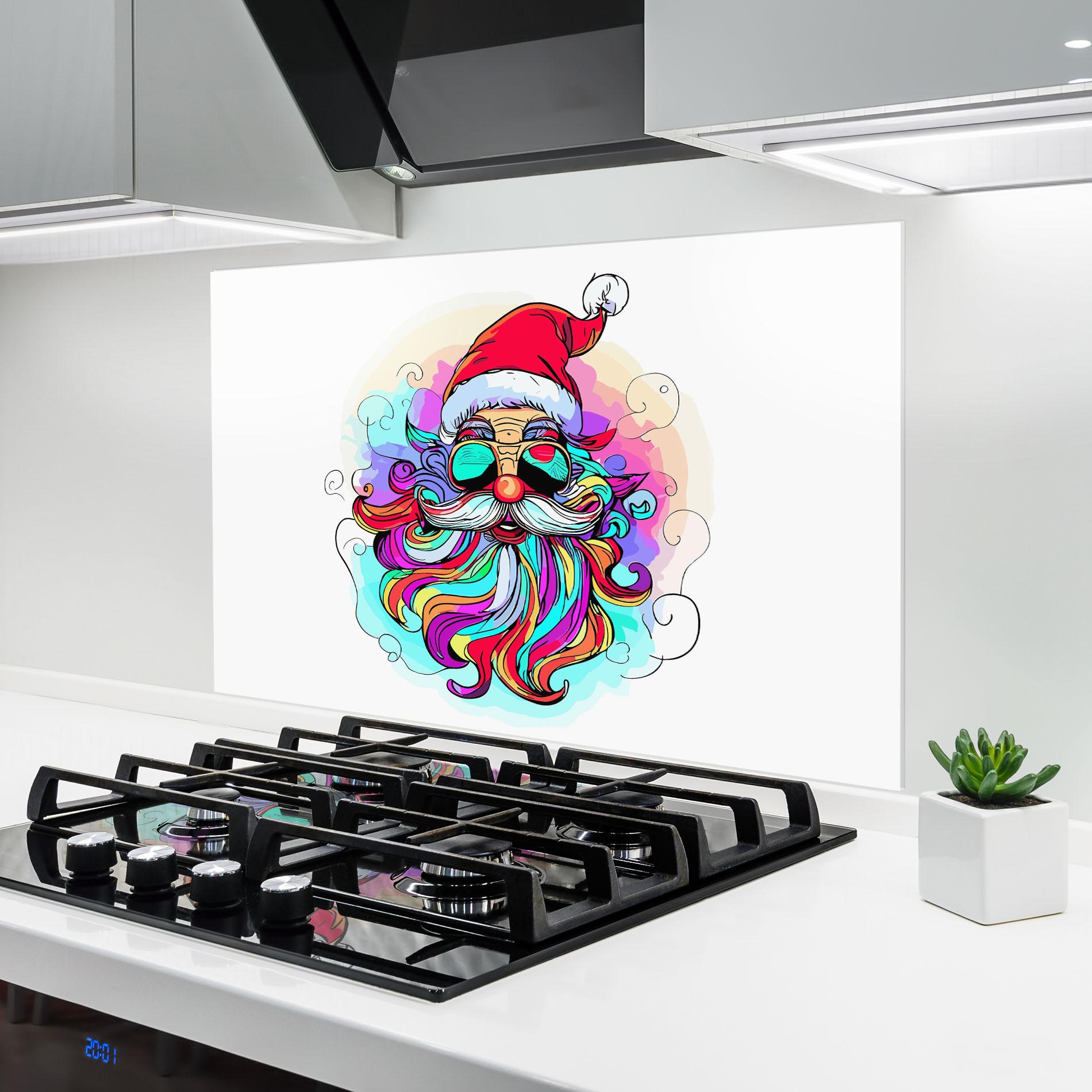 Panel Szklany do Kuchni Colorful Santa mockup 6