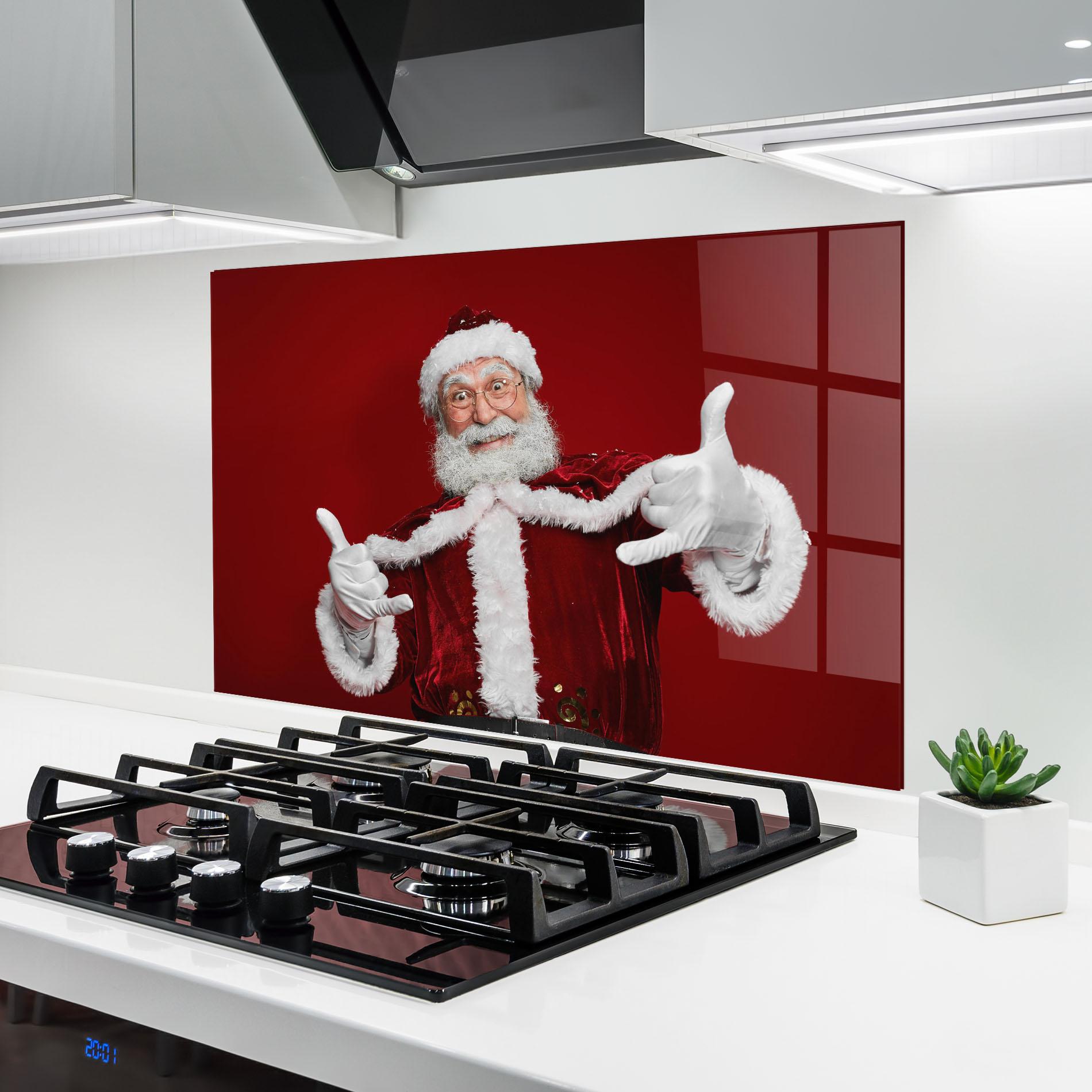 Panel Szklany do Kuchni Cool Santa Claus mockup 6