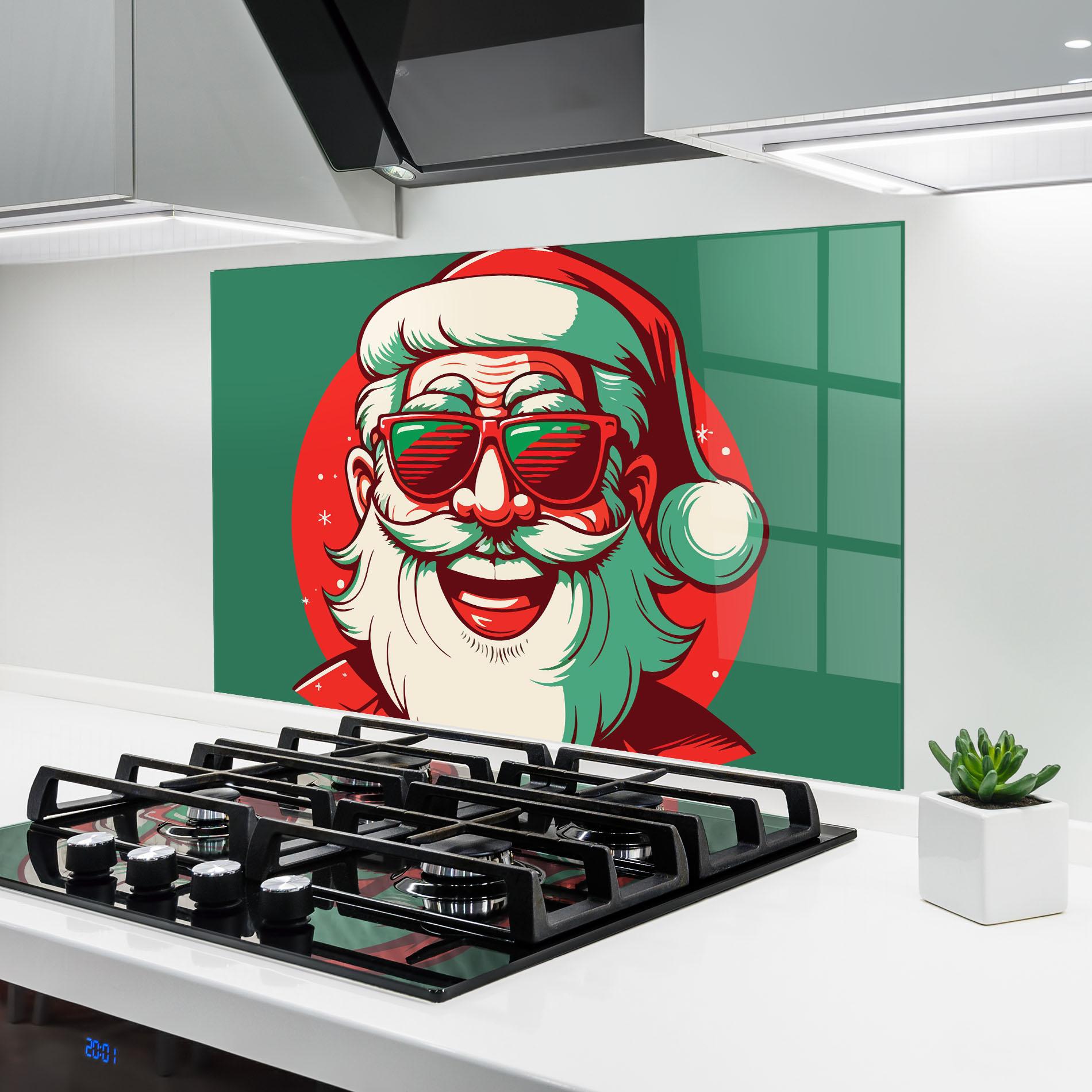 Panel Szklany do Kuchni Crazy Smile Santa mockup 6