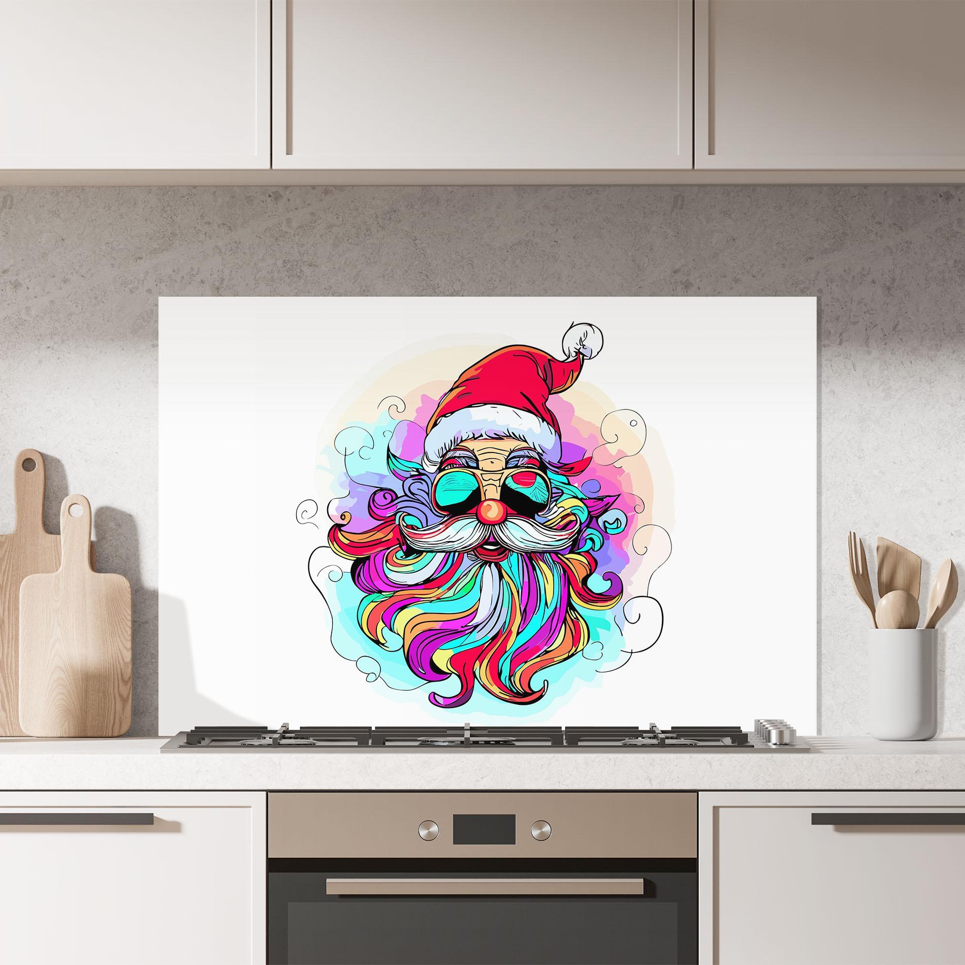 Panel Szklany do Kuchni Colorful Santa mockup 7