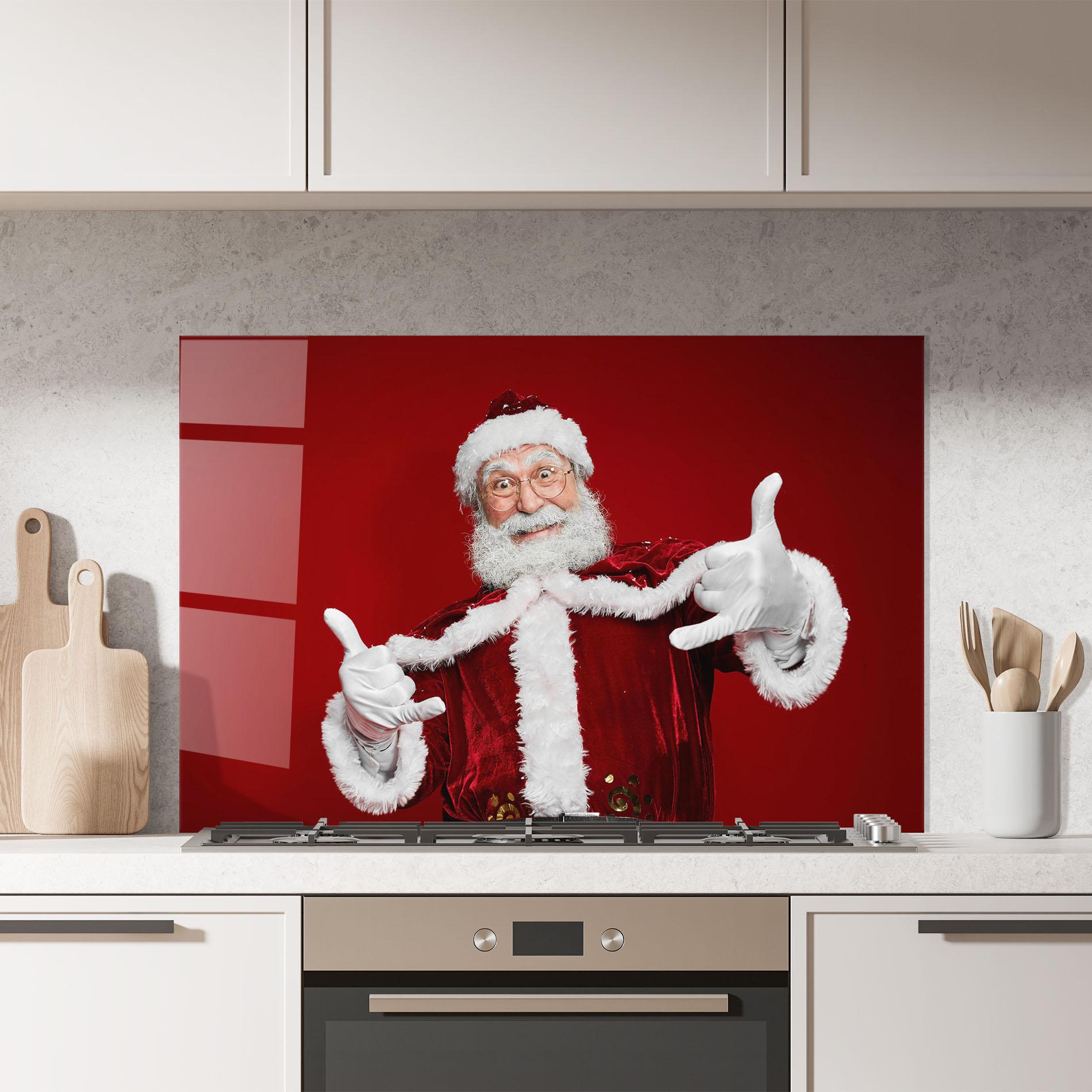 Panel Szklany do Kuchni Cool Santa Claus mockup 7
