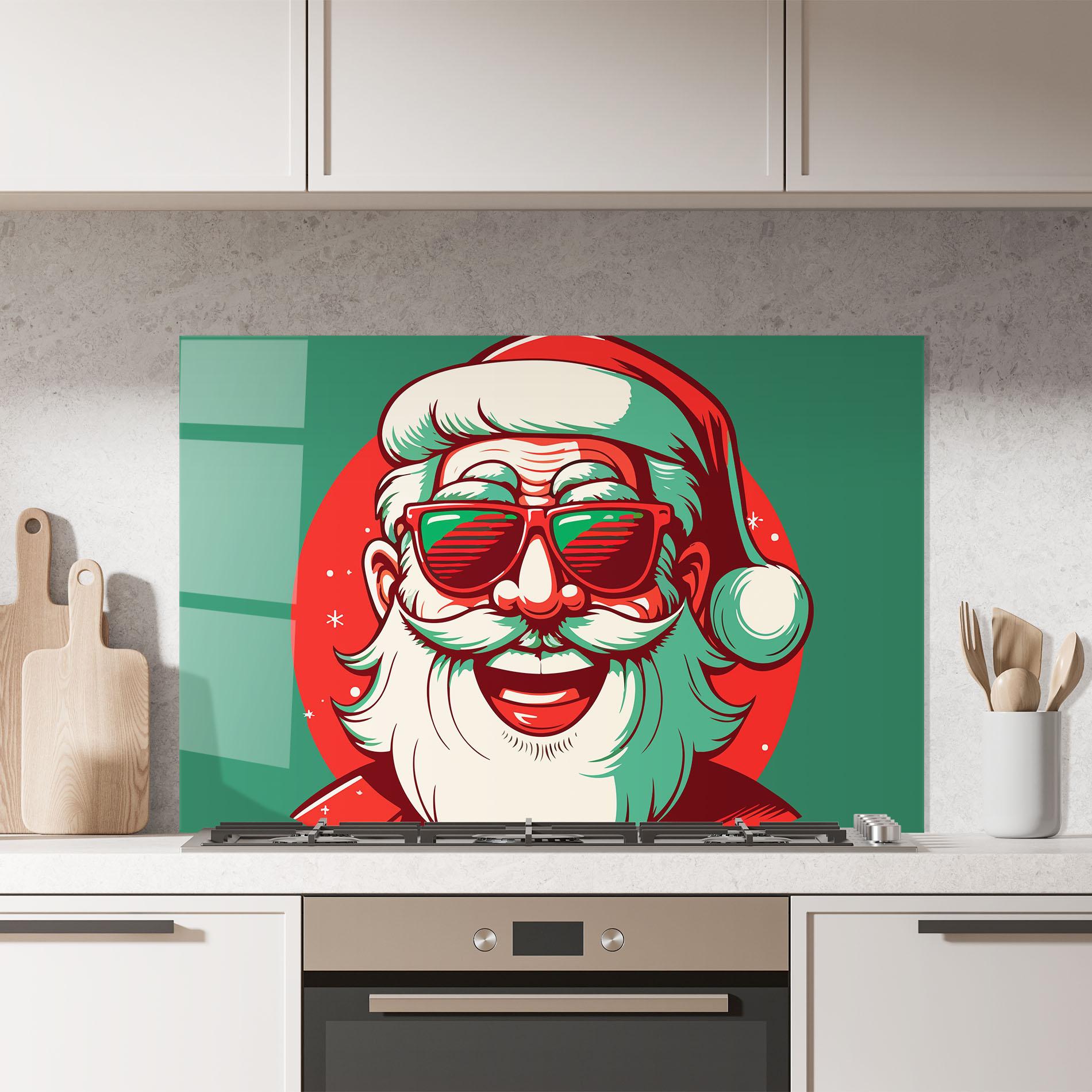 Panel Szklany do Kuchni Crazy Smile Santa mockup 7