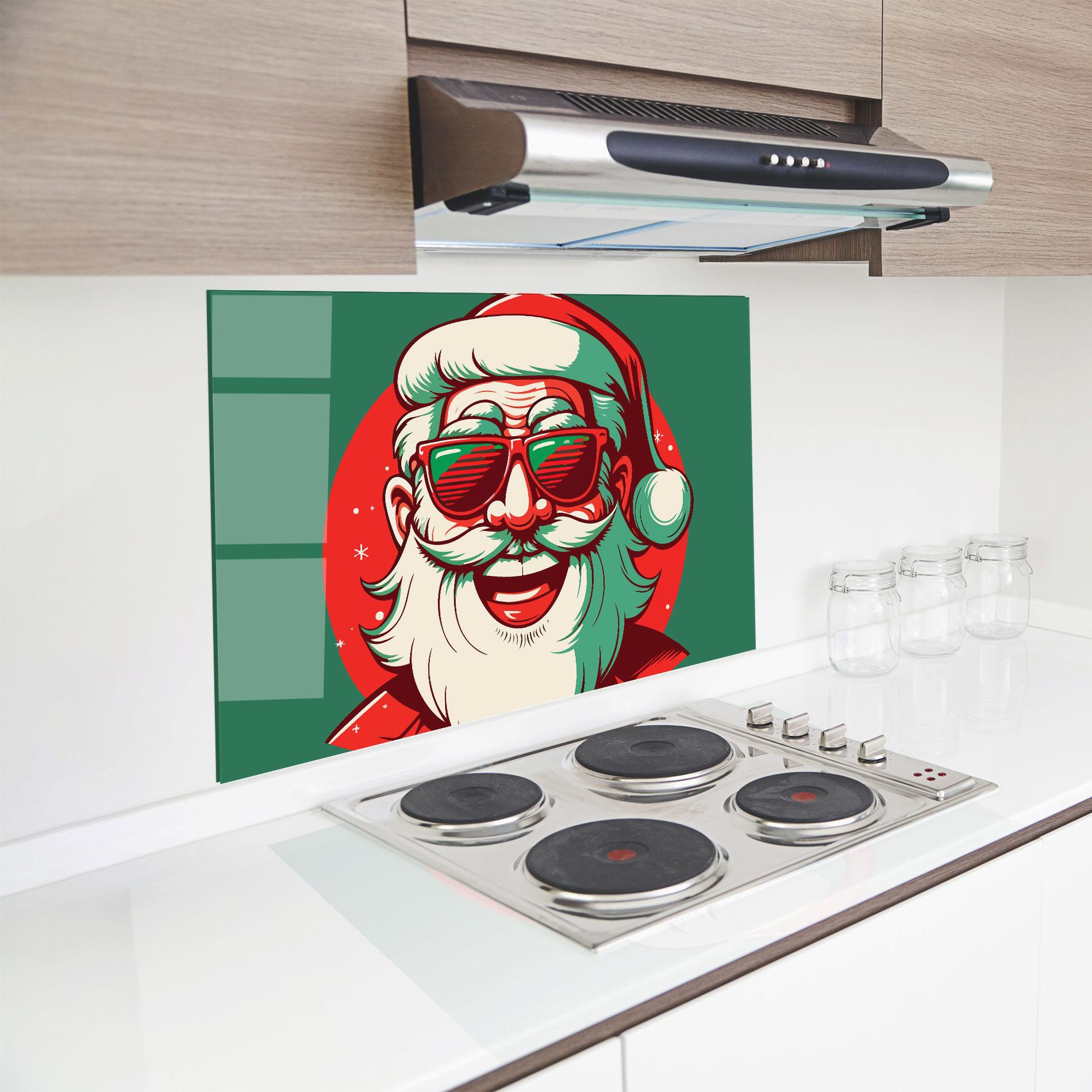 Panel Szklany do Kuchni Crazy Smile Santa mockup 8