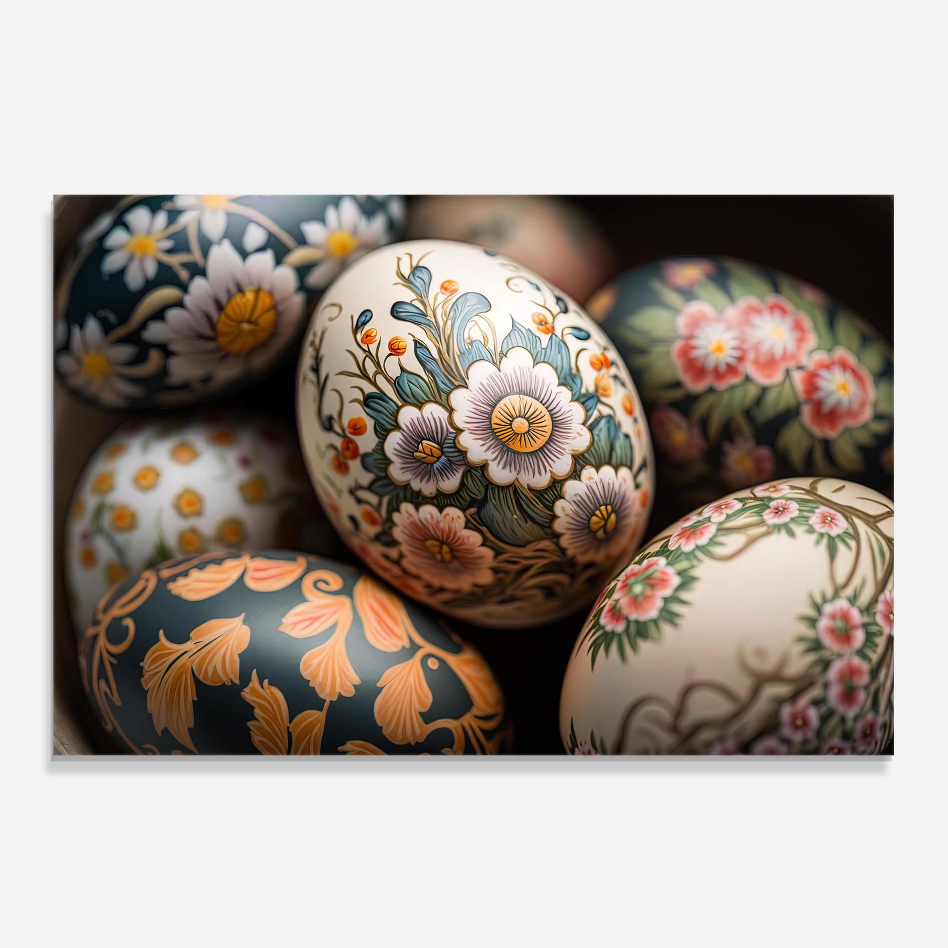 Panel Szklany do Kuchni Floral Painted Eggs mockup 0