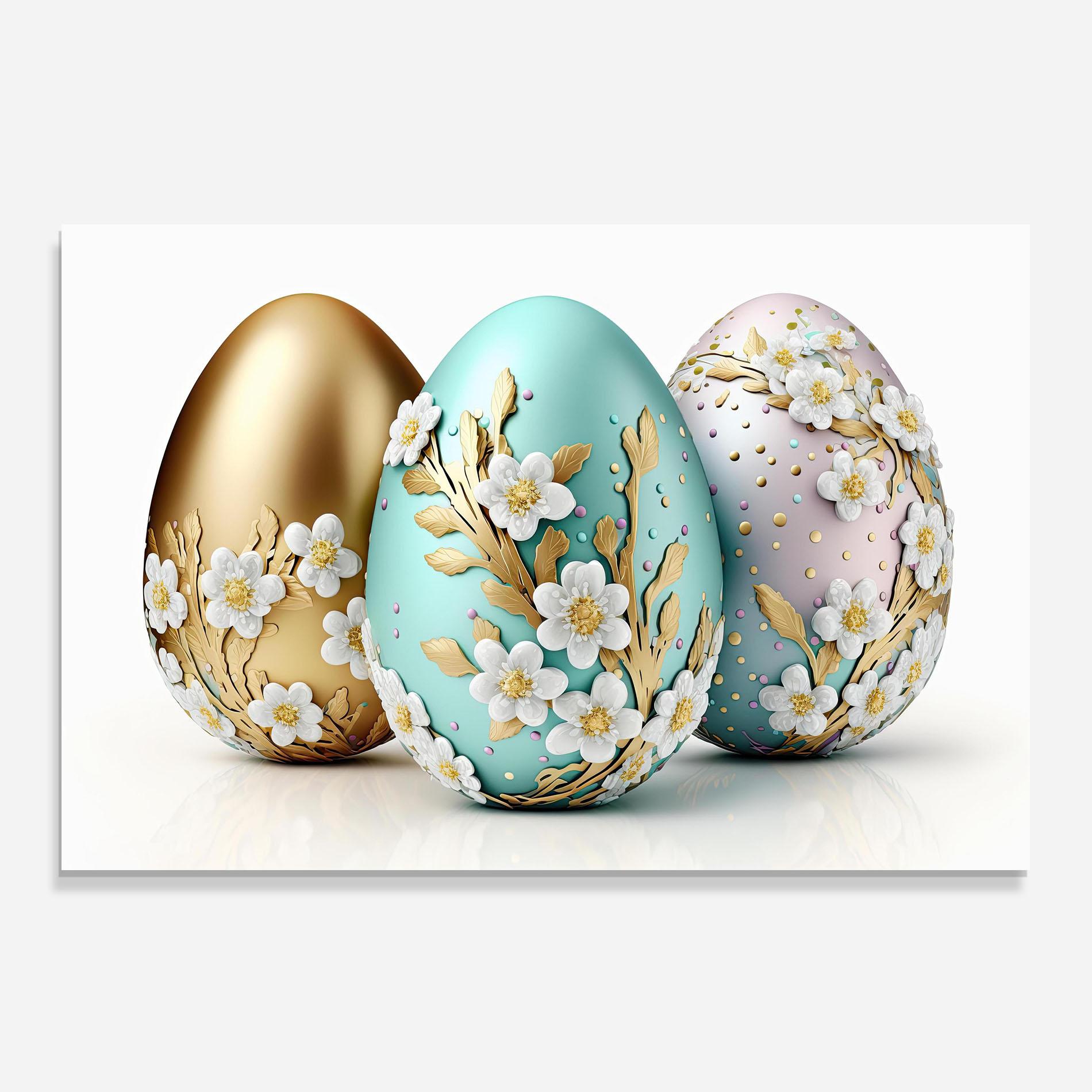 Panel Szklany do Kuchni Gold Blue Easter Eggs mockup 0