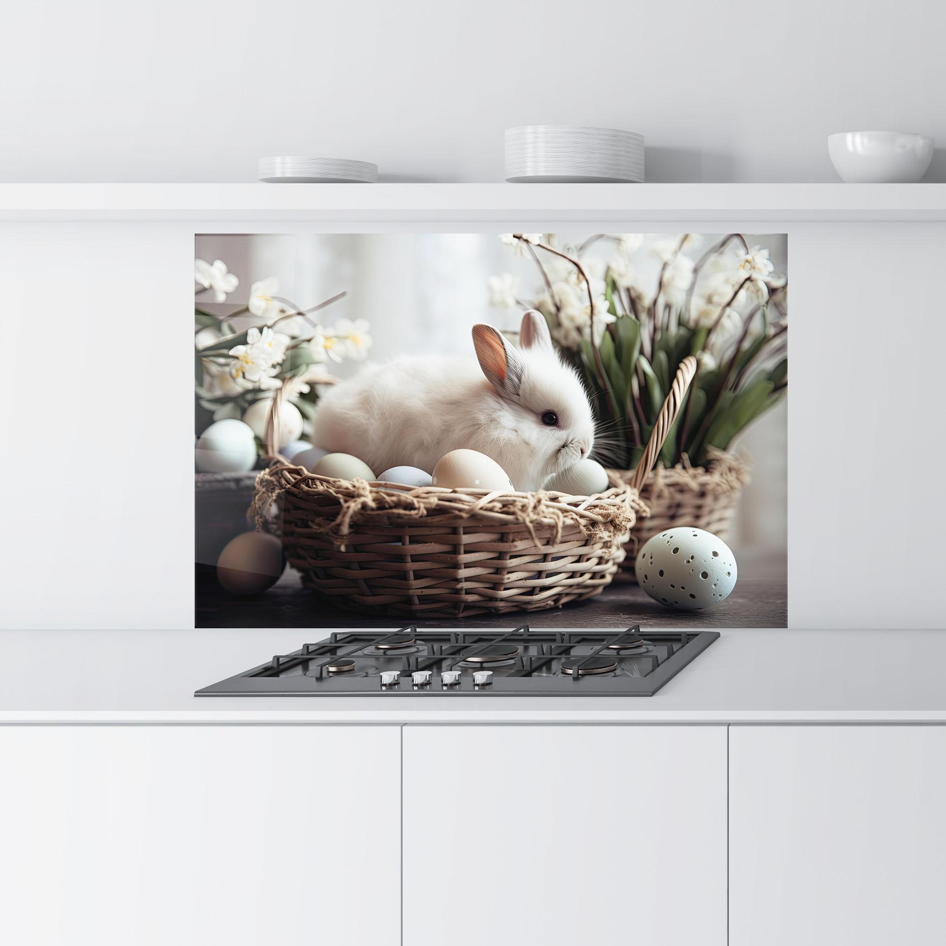 Panel Szklany do Kuchni Cute White Easter Eggs mockup 9