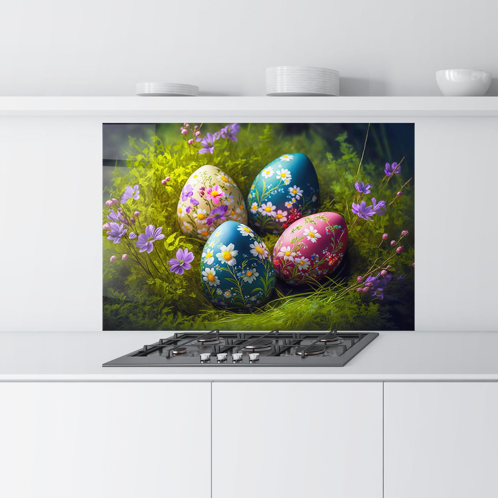 Panel Szklany do Kuchni Floral Ornament Eggs mockup 9