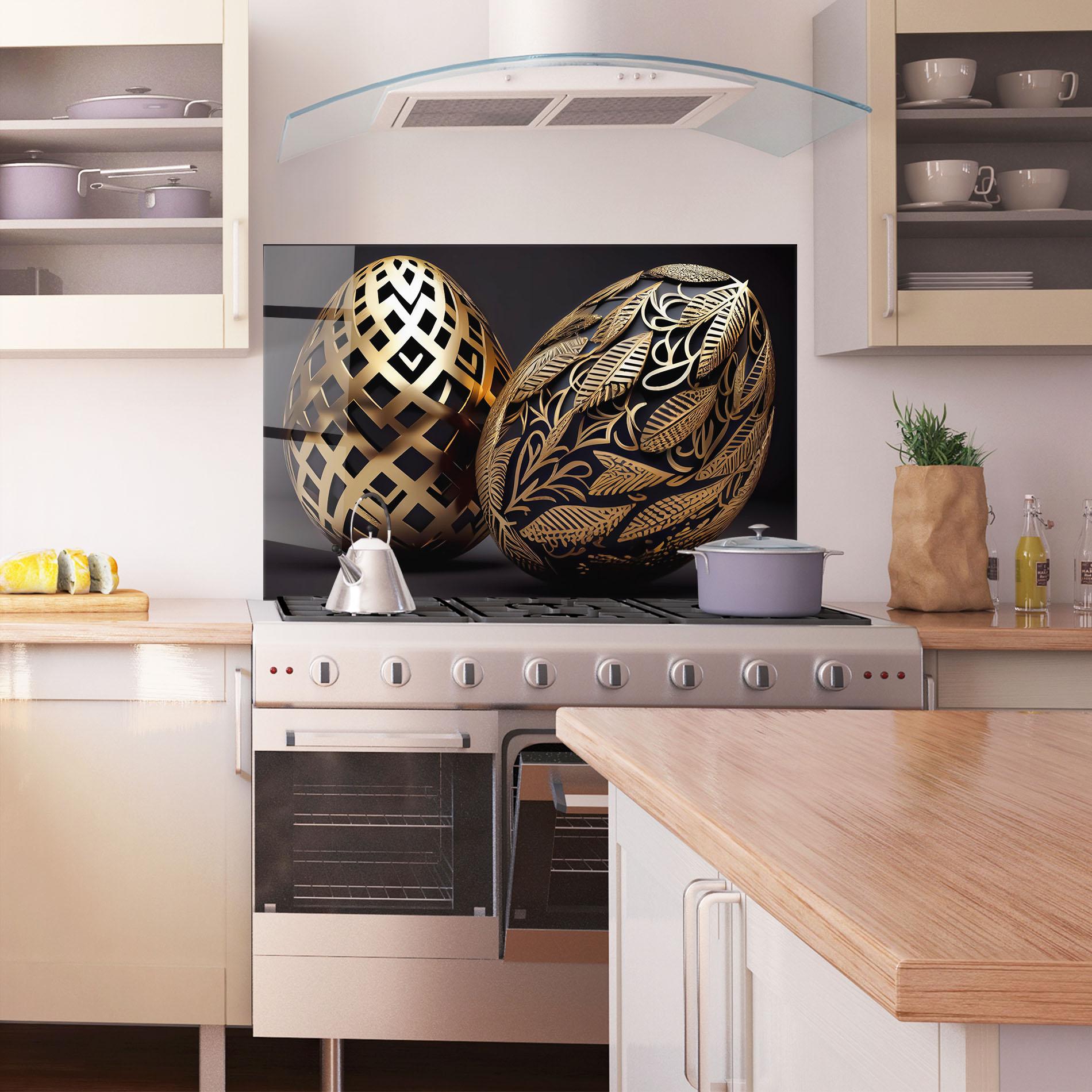 Panel Szklany do Kuchni Black Golden Eggs mockup 1