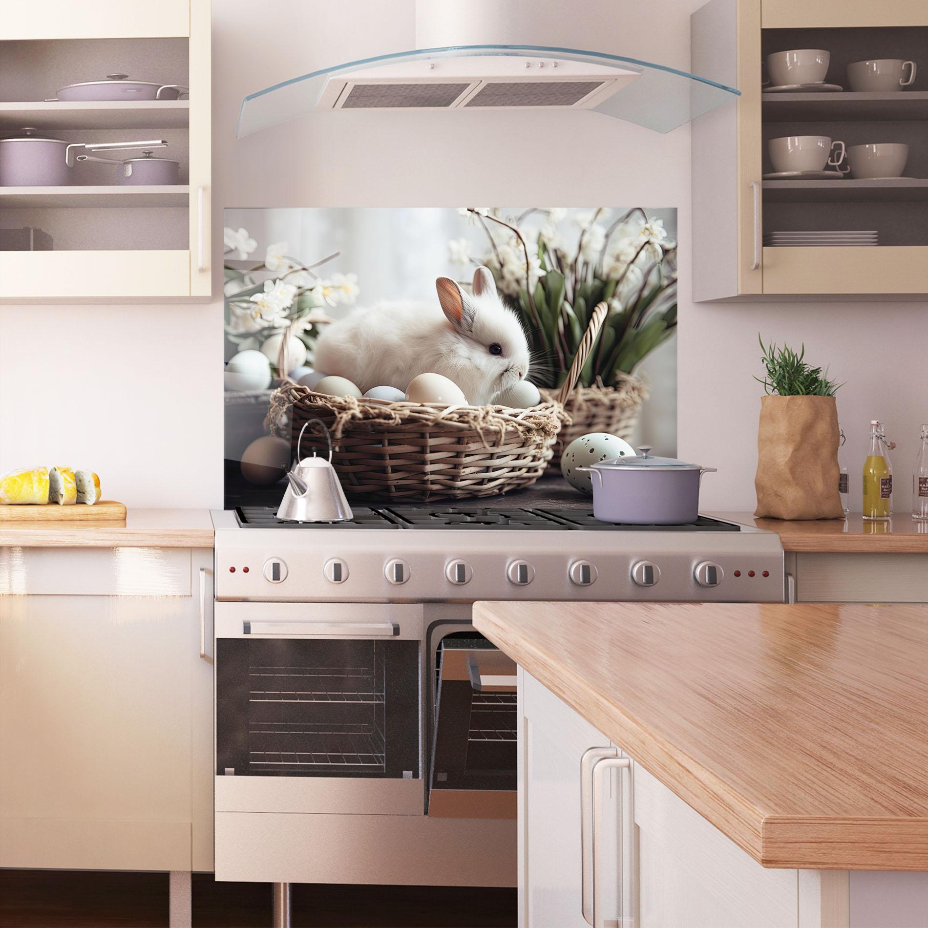 Panel Szklany do Kuchni Cute White Easter Eggs mockup 1