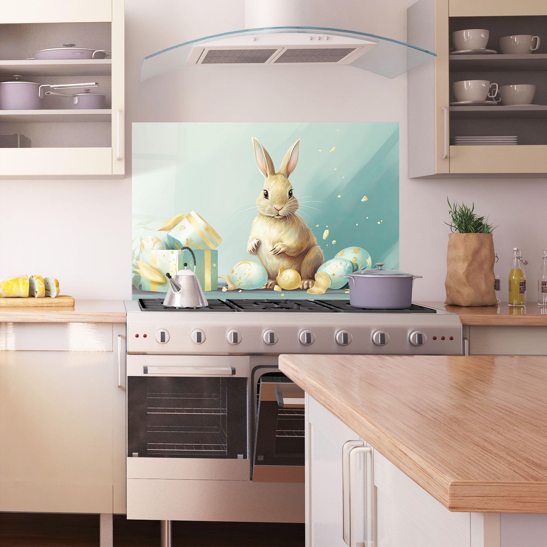Panel Szklany do Kuchni Pretty Cute Easter Bunny mockup 1