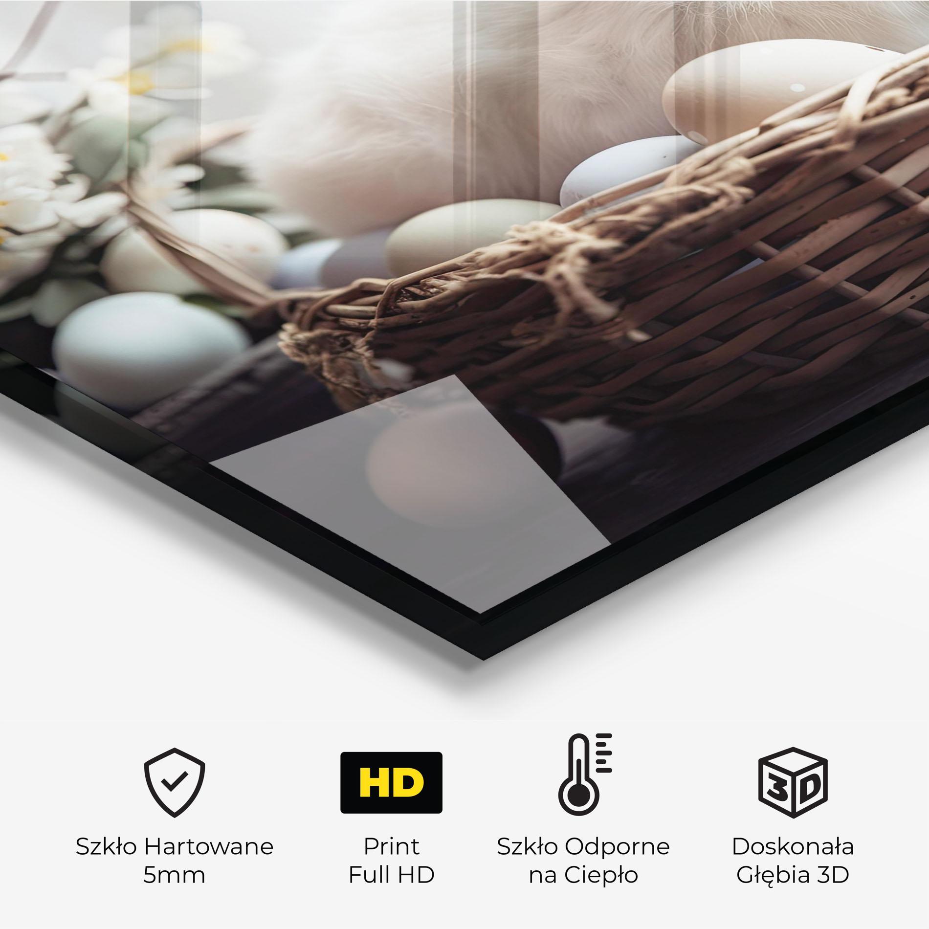 Panel Szklany do Kuchni Cute White Easter Eggs mockup 2
