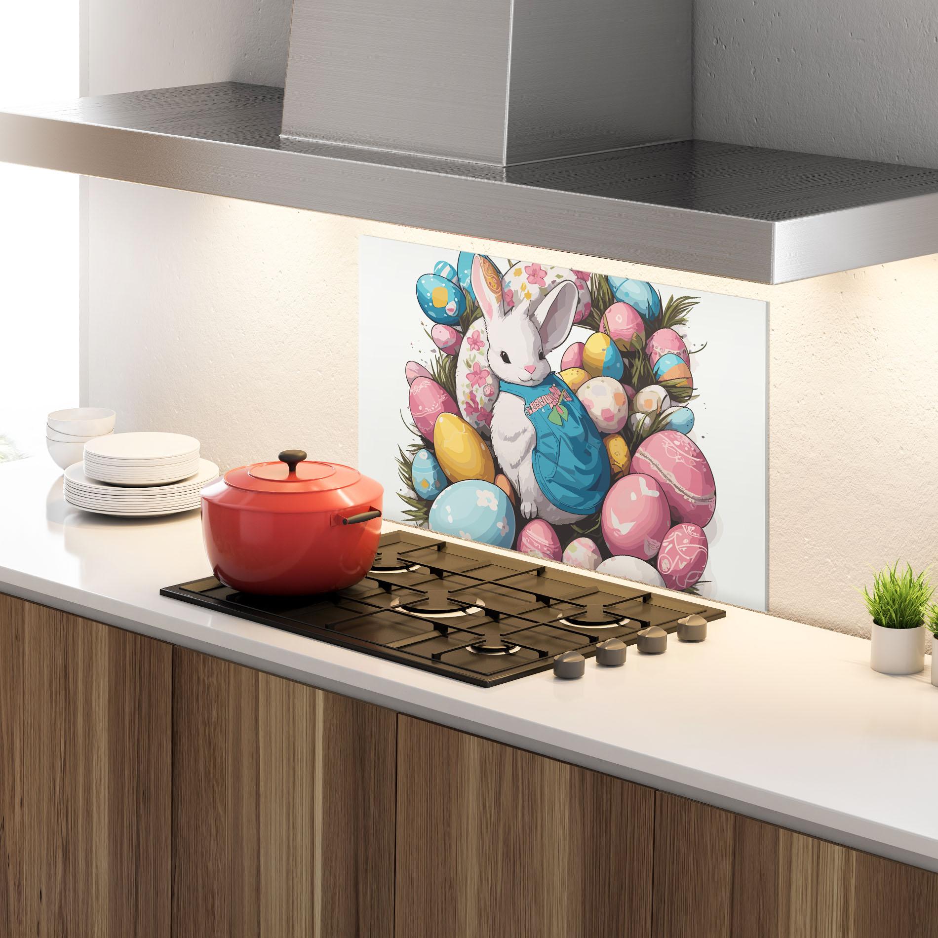 Panel Szklany do Kuchni Blue Dressed Bunny mockup 4