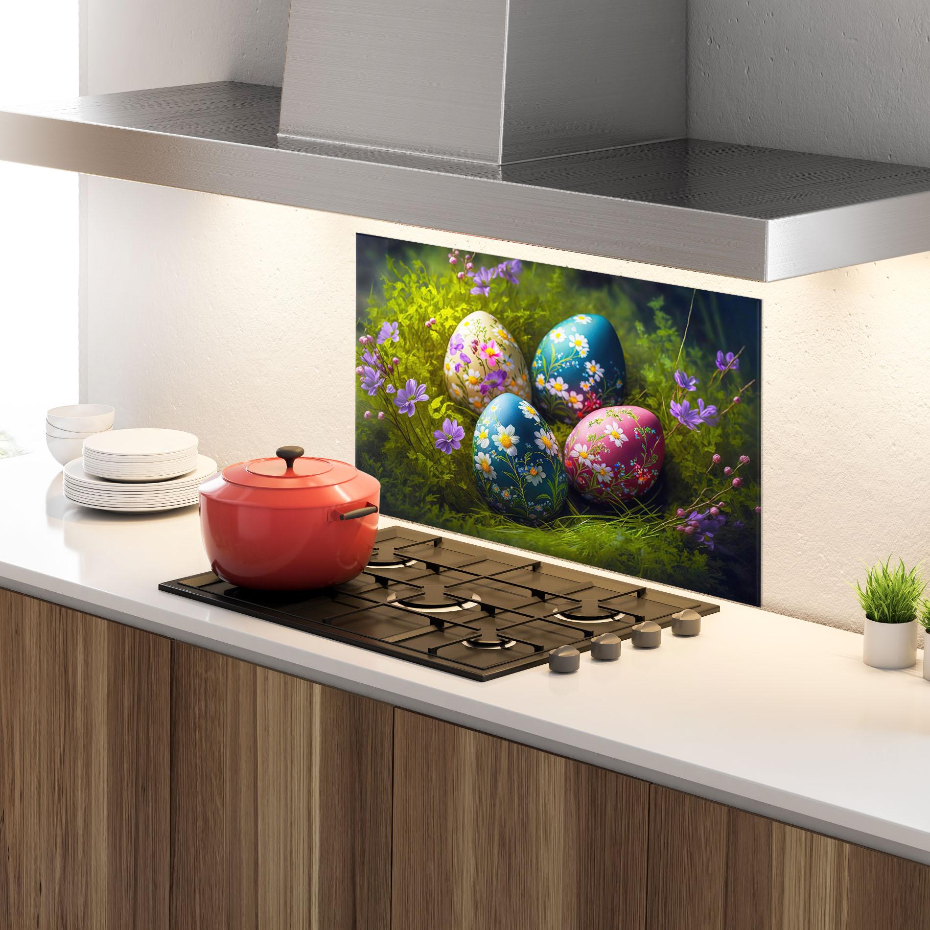 Panel Szklany do Kuchni Floral Ornament Eggs mockup 4