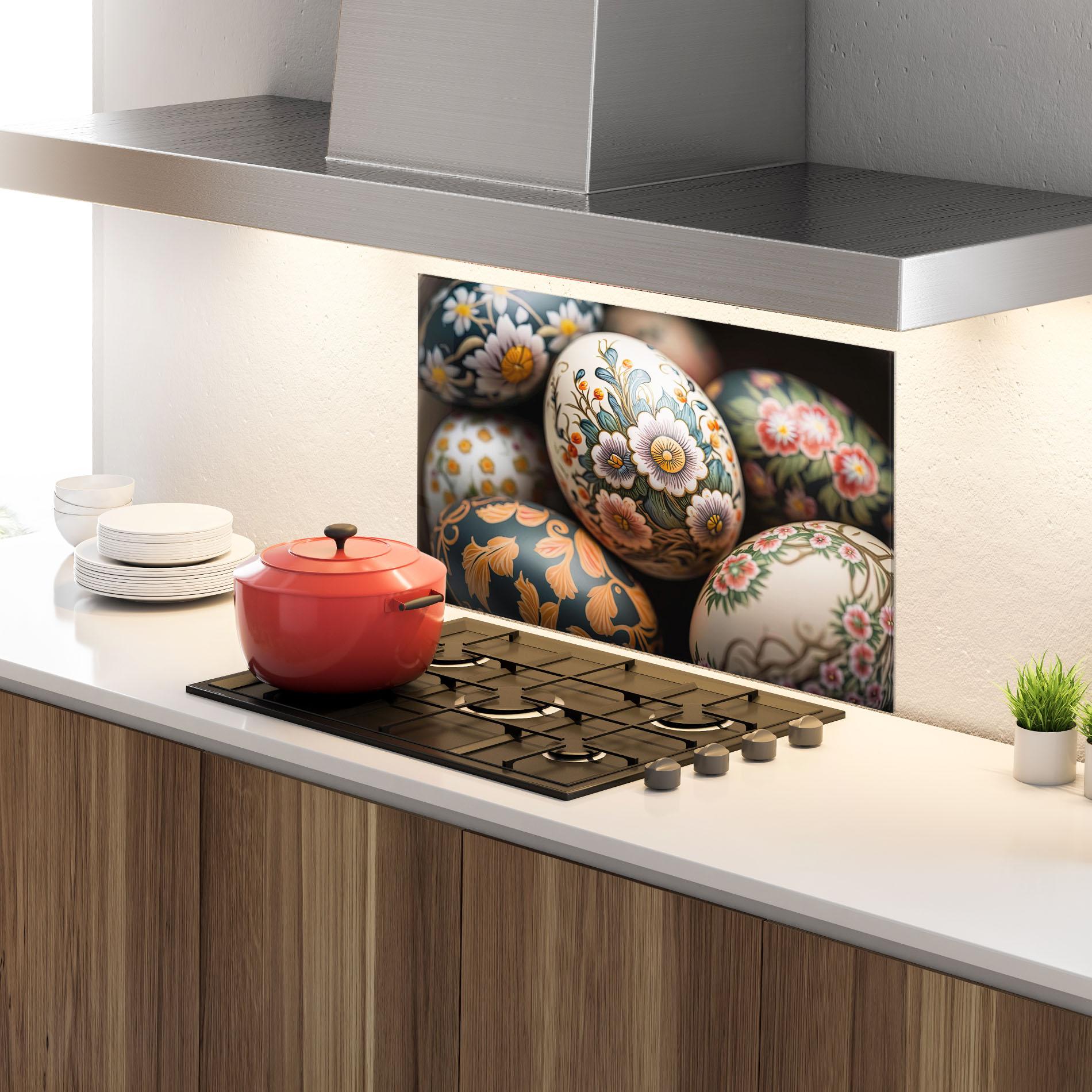 Panel Szklany do Kuchni Floral Painted Eggs mockup 4