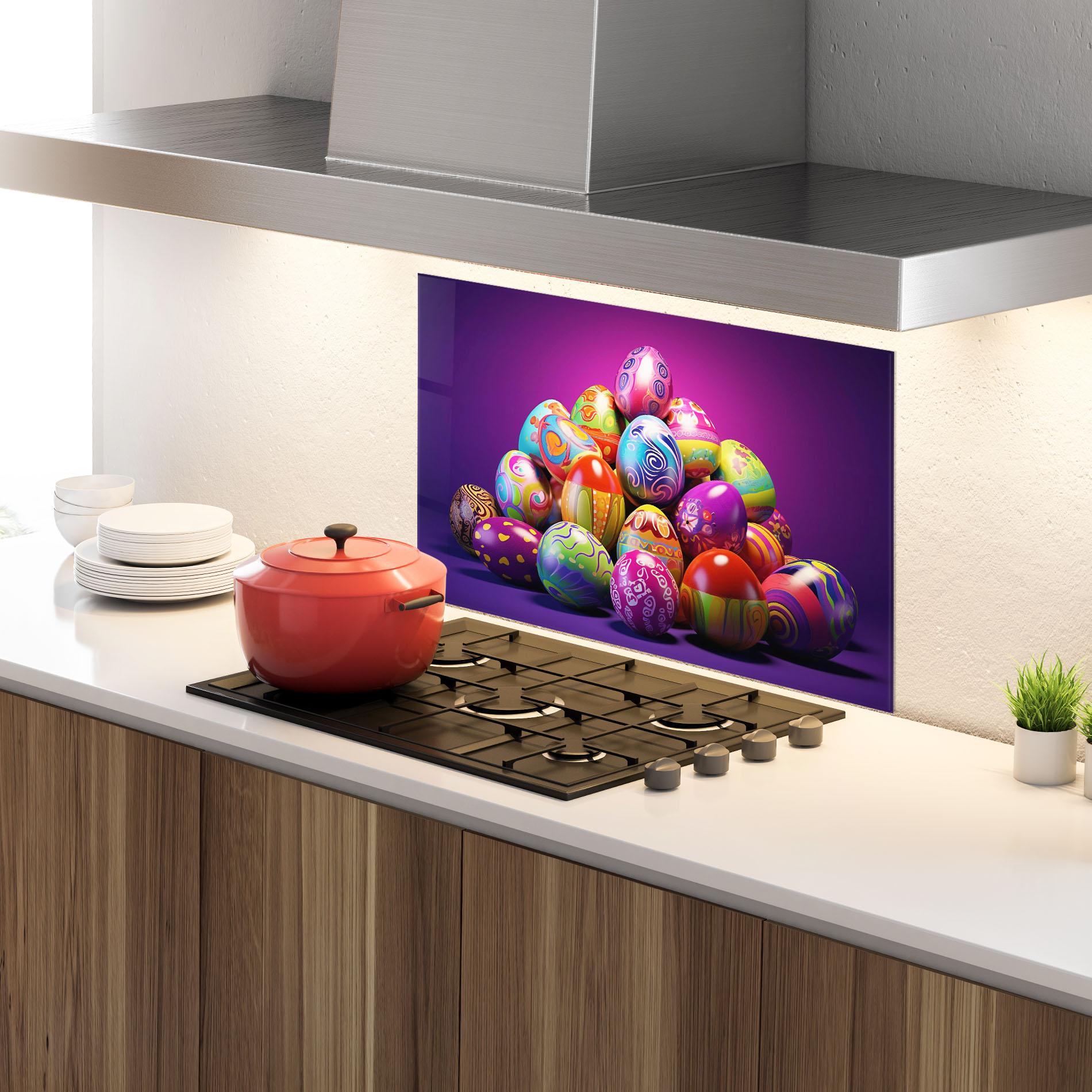 Panel Szklany do Kuchni Pile Colorful Eggs mockup 4