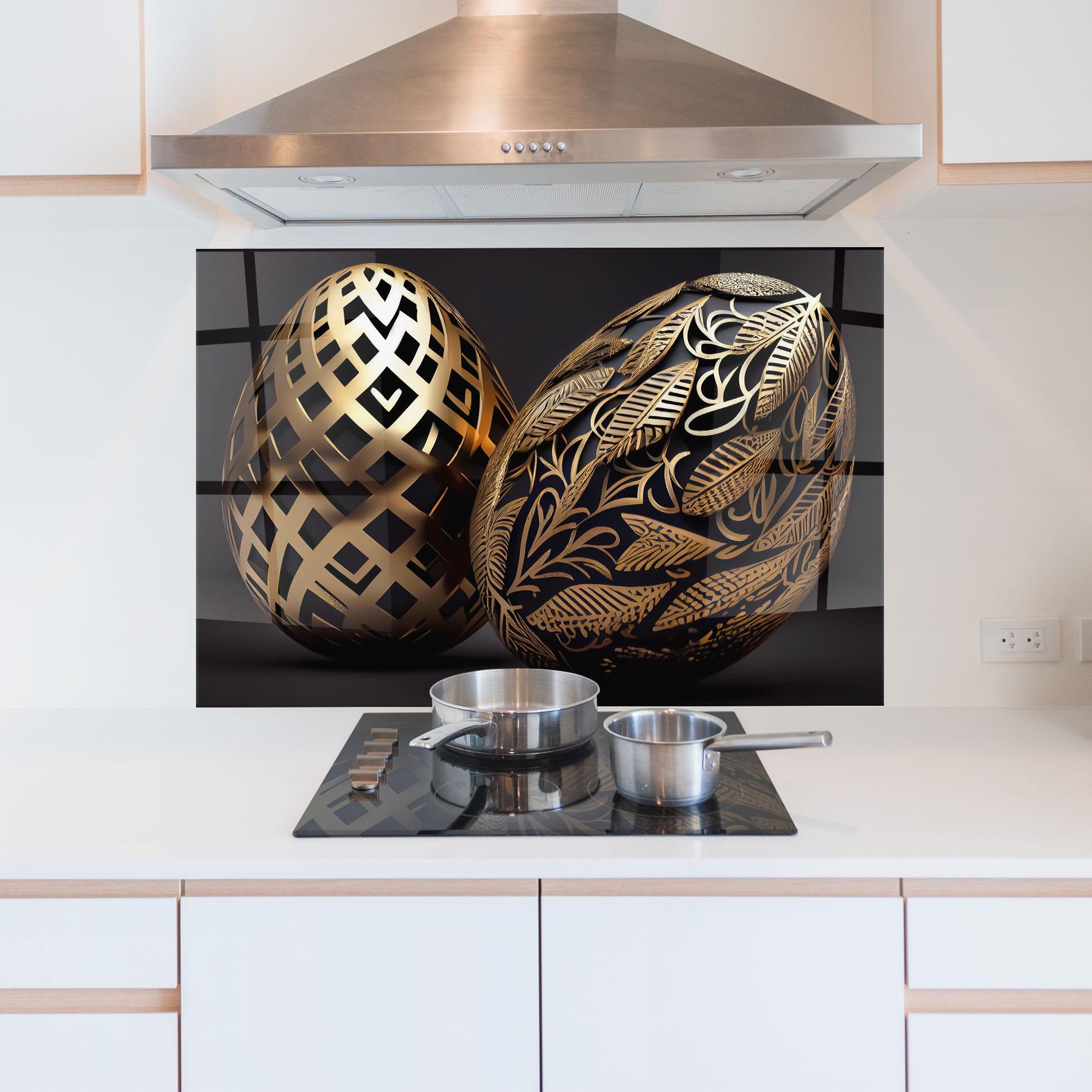 Panel Szklany do Kuchni Black Golden Eggs mockup 5