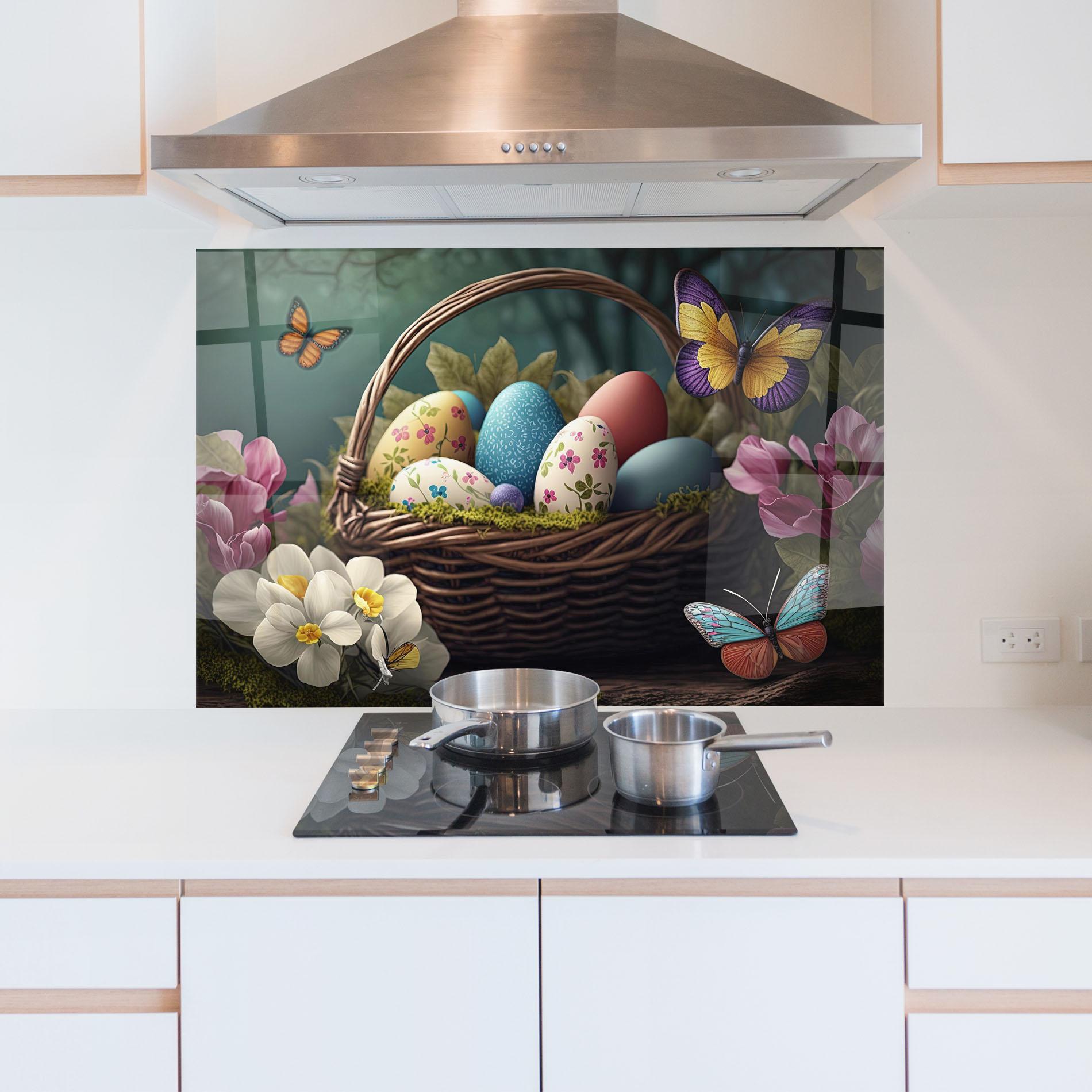 Panel Szklany do Kuchni Easter Eggs Butterfly mockup 5