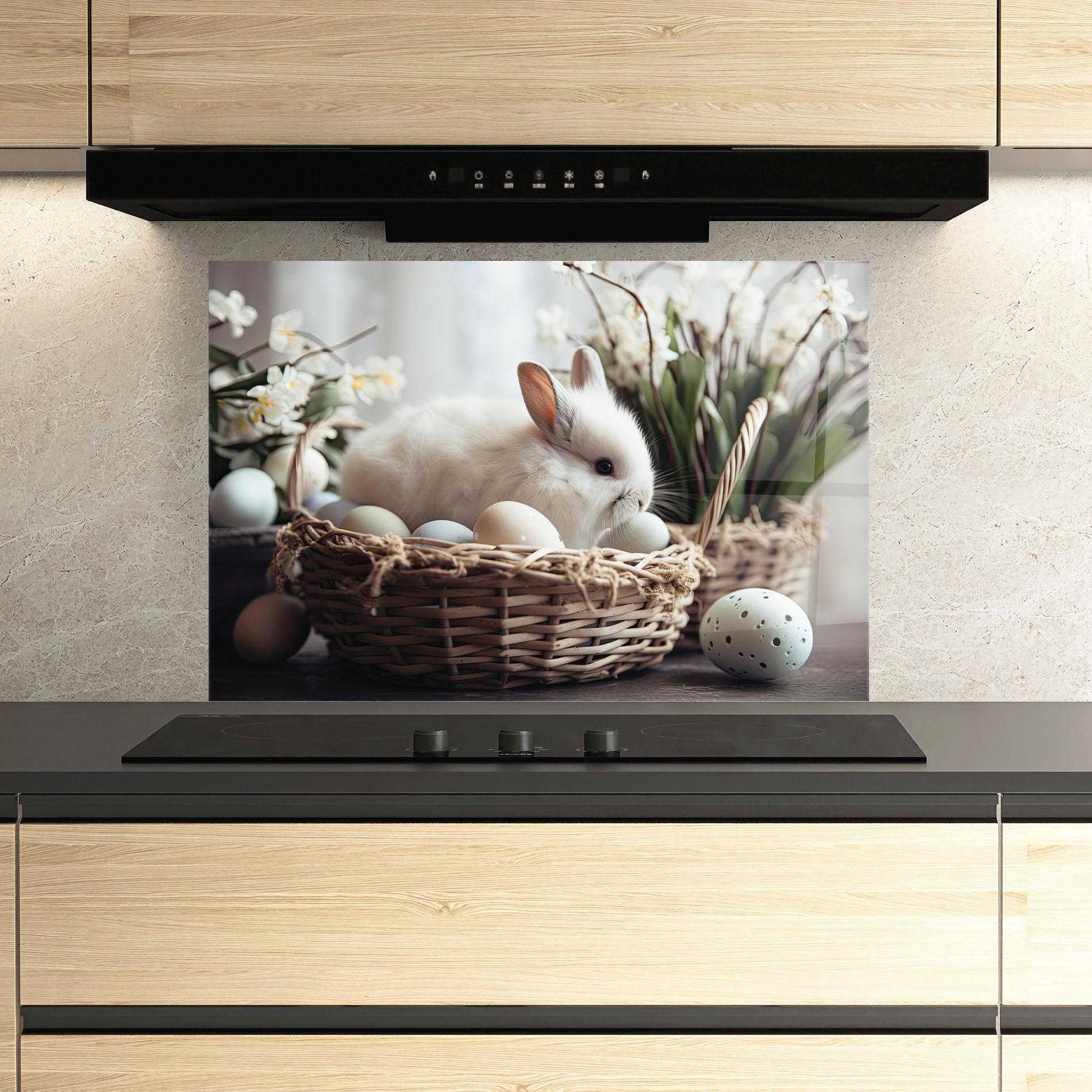Panel Szklany do Kuchni Cute White Easter Eggs mockup 3