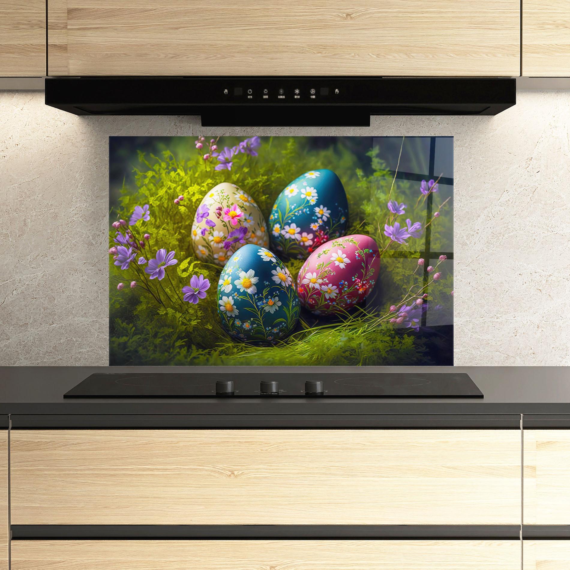 Panel Szklany do Kuchni Floral Ornament Eggs mockup 3